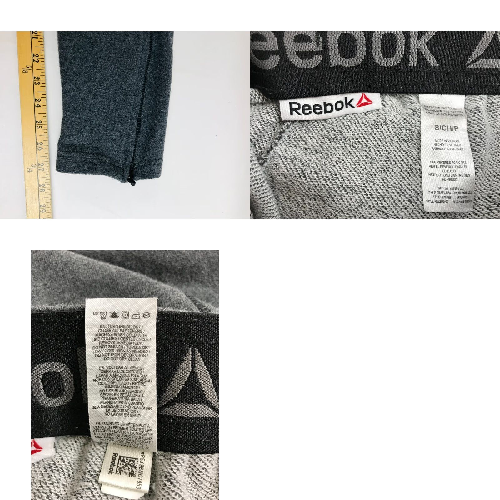 Reebok Reebok Pants, Men's Size Small, Gray, Activewear, Sweatpants, Regular, Inseam 27 in, Flat Front, Pocket, Casual, Travel, Men, Size S Size US 29 - 8 Thumbnail