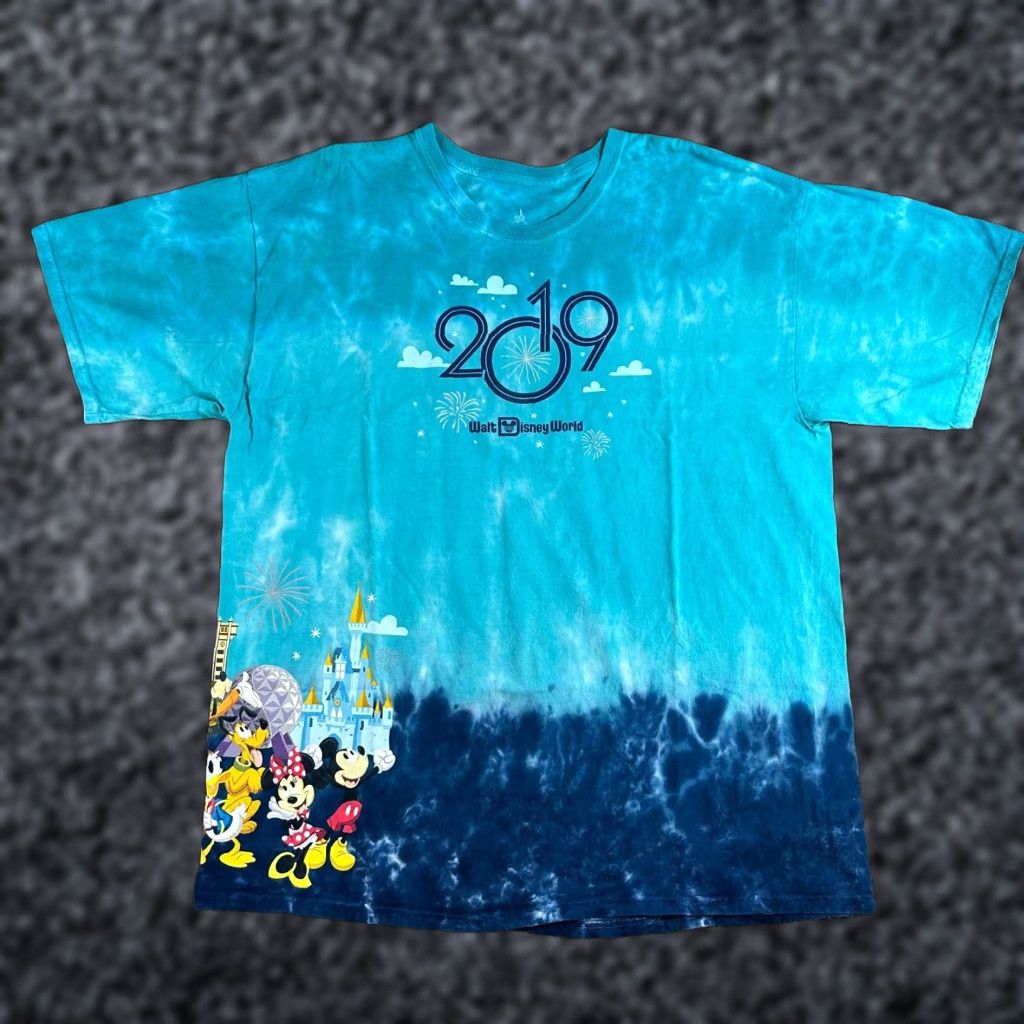 Disney Disney Shirt Mens 2XL Blue Dip Dyed Wrap Around Magic Kingdom Mickey Graphic Print Logo T-Shirt Size US XXL / EU 58 / 5 - 1 Thumbnail