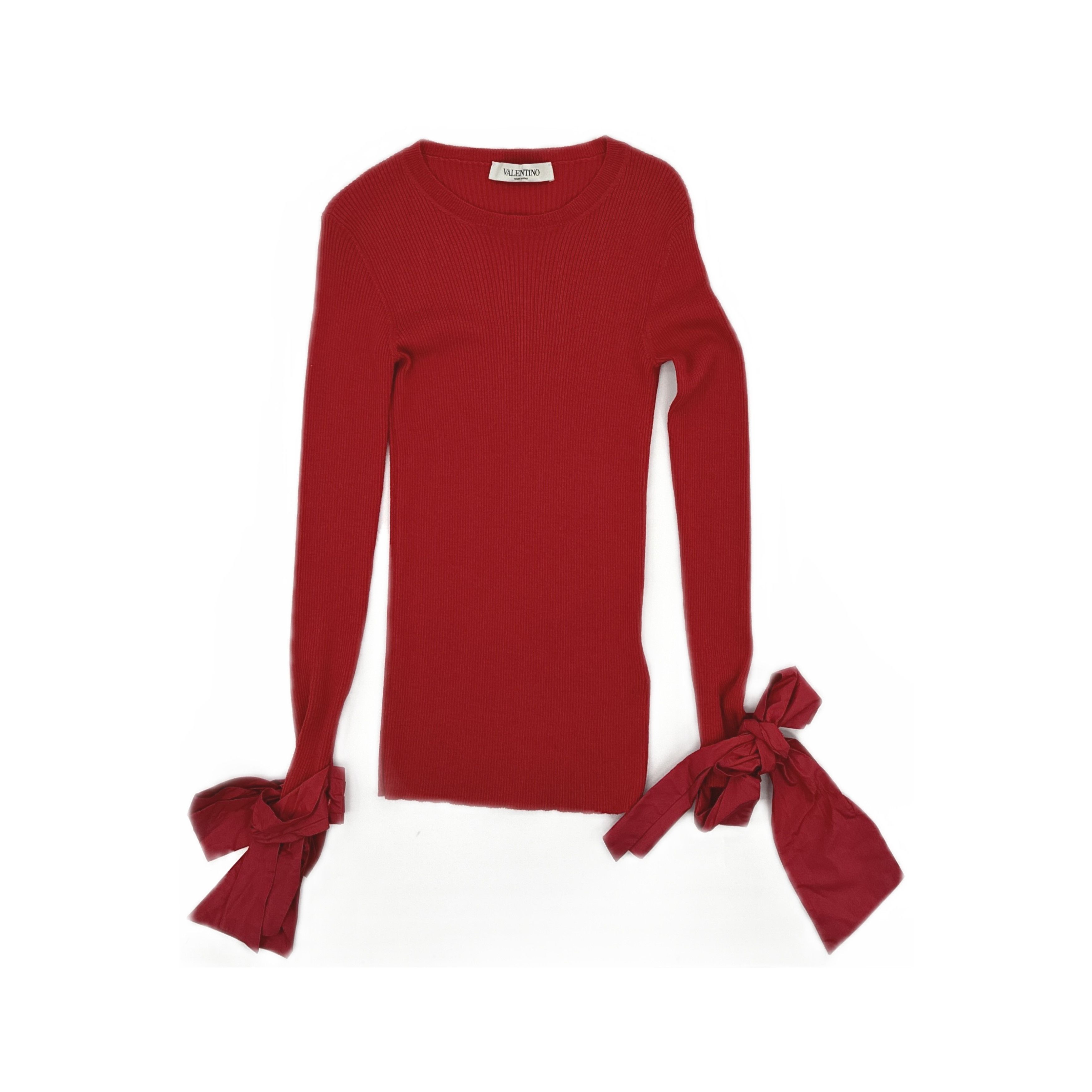 Valentino Valentino Ribbed Bow Sleeve Sweater Size S Size S / US 4 / IT 40 - 1 Thumbnail