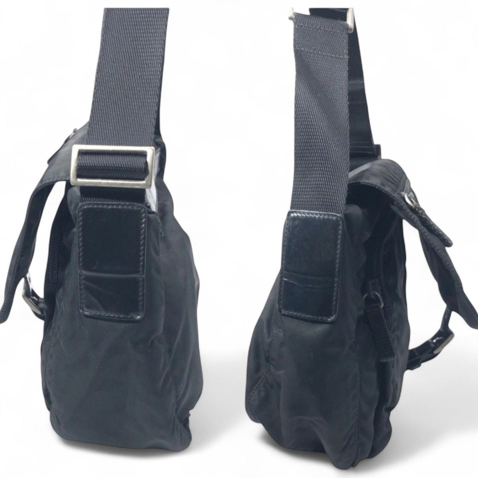 Prada Prada - Black Nylon Shoulder Bag Buckle Detail Size ONE SIZE - 7 Thumbnail