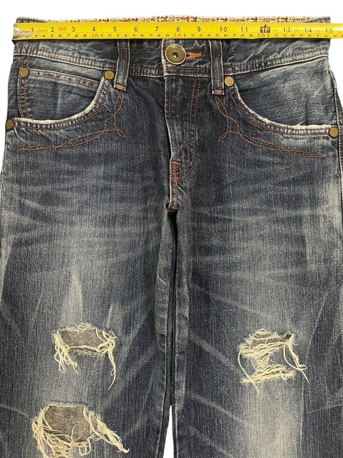 Edwin Vintage Edwin 503 Blue Wash Style Distressed Loose Jeans Size US 30 / EU 46 - 10 Thumbnail