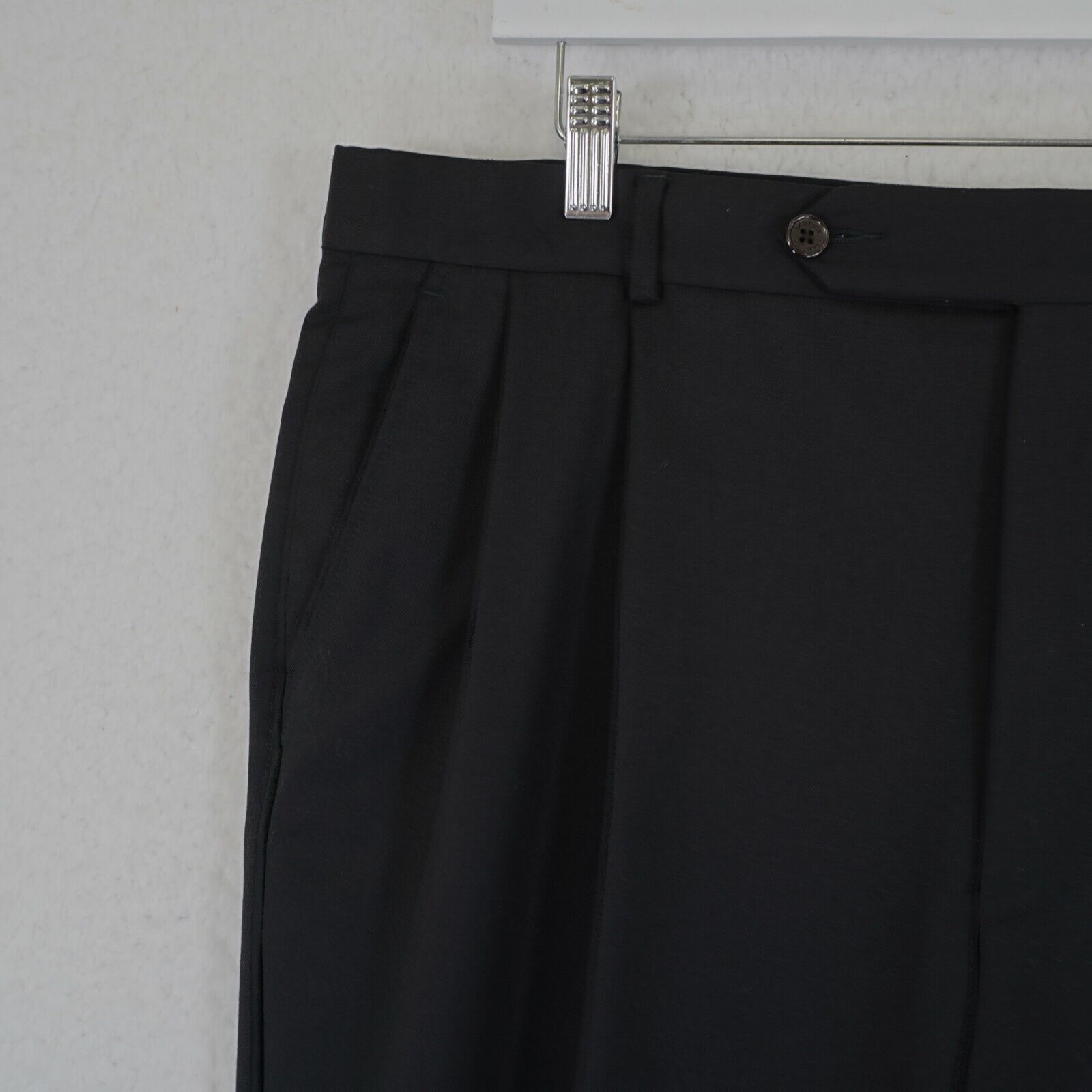 Nautica Nautica Wool Pleated Cuffed Black High Rise 38/30 Dress Pant Size 38R - 3 Thumbnail