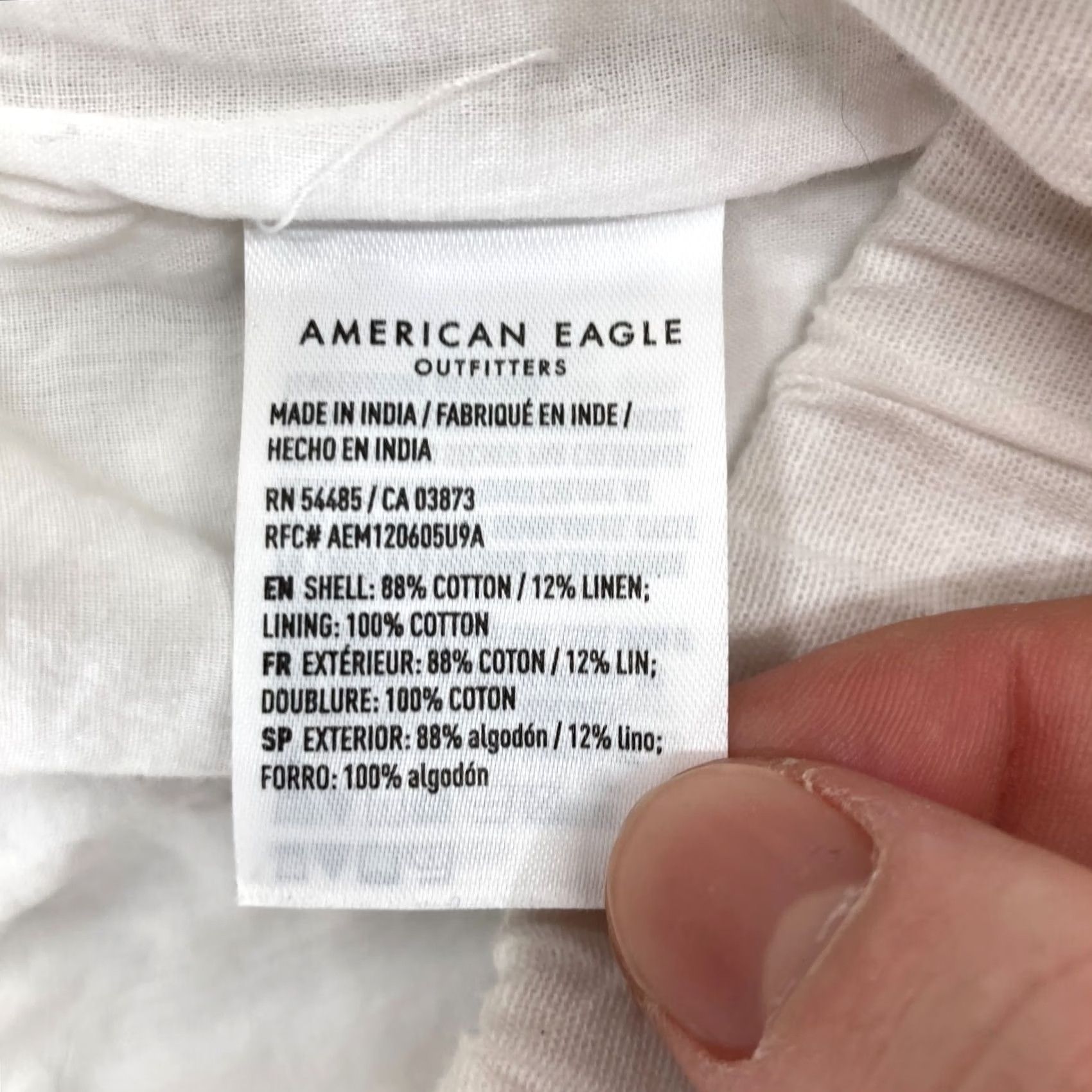 American Eagle Outfitters American Eagle Wide Leg Pant Women's Large White Linen Blend Flowy Beachy Travel Size 24" / US 00 / IT 34 - 6 Thumbnail