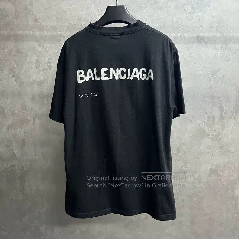 Balenciaga Balenciaga Black logo print flat knit short sleeve drop sh Size US XS / EU 42 / 0 - 2 Thumbnail