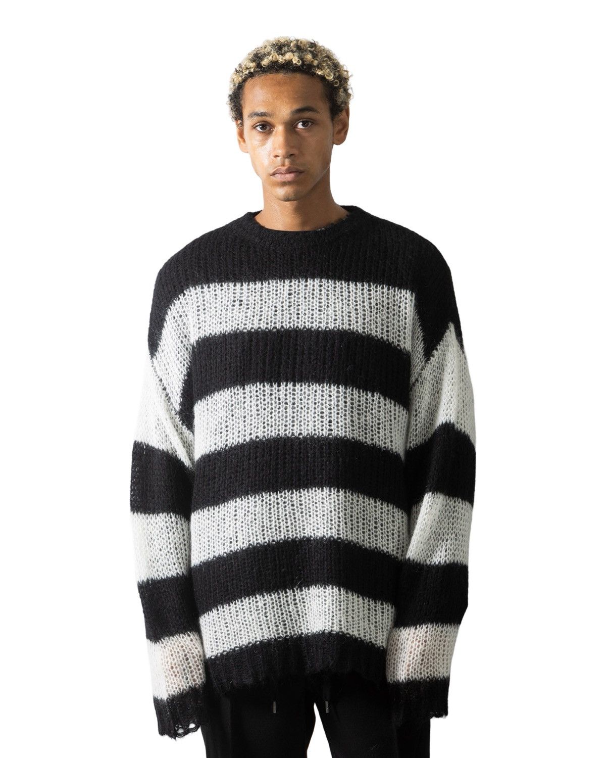 Number (N)ine Number (N)ine Mohair Striped Knit Pullover Sweater Size US L / EU 52-54 / 3 - 6 Thumbnail
