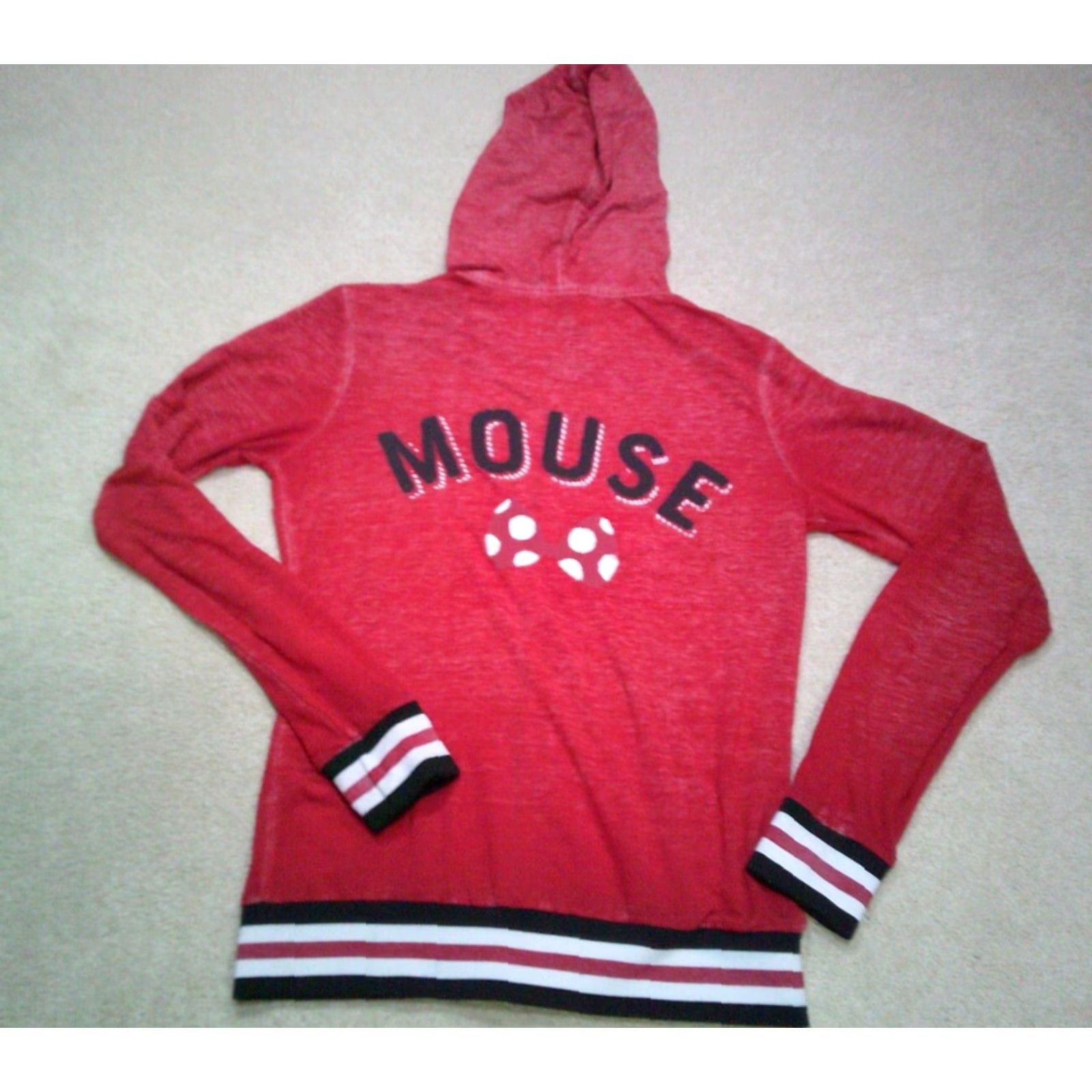 Disney VINTAGE Disney Minnie Mouse Jacket Womens Small Red Full Zip Hooded Sheer Size S / US 4 / IT 40 - 2 Thumbnail