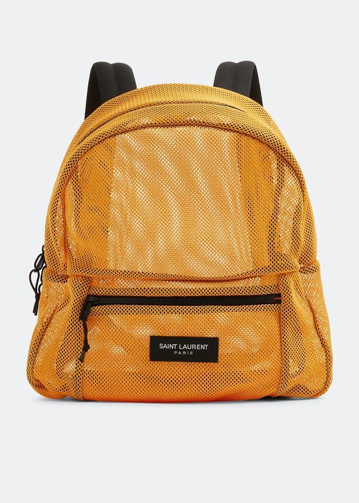 Saint Laurent Paris o1bcso1str1225 Size: OS/Slp Backpack In Mesh in Yellow Size ONE SIZE - 1 Thumbnail