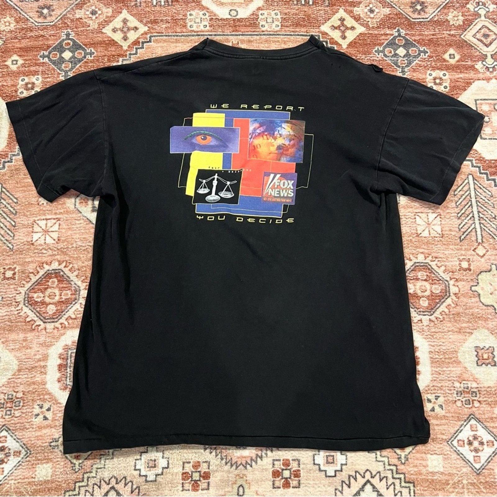 Vintage Vintage 90s Fox News Single Stitched Black Tee Shirt Size US XXL / EU 58 / 5 - 2 Thumbnail