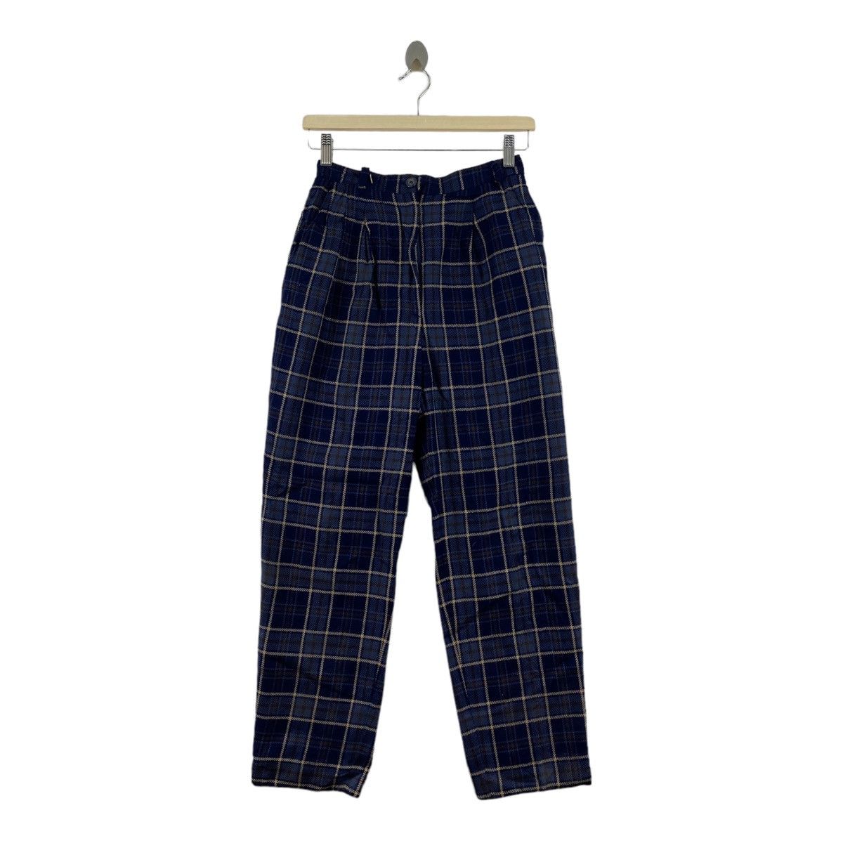DAKS × Vintage Vintage 90s DAKS LONDON ENGLAND Brand Check Tartan Blue Size US 26 / EU 42 - 1 Thumbnail