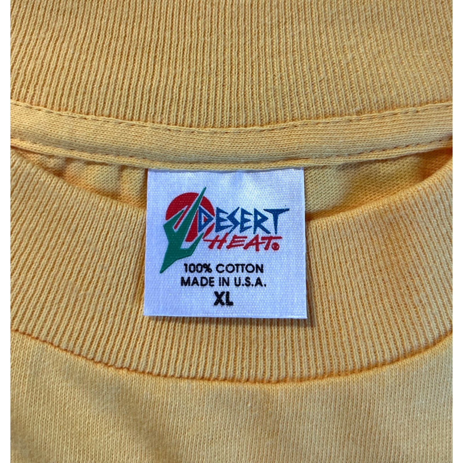 Vintage VINTAGE Desert Heat Arizona T-Shirt Unisex Adults Short Sleeve Crew Neck XL Yellow Embroidered 90s Made in USA Mens Womens Size US XL / EU 56 / 4 - 7 Thumbnail