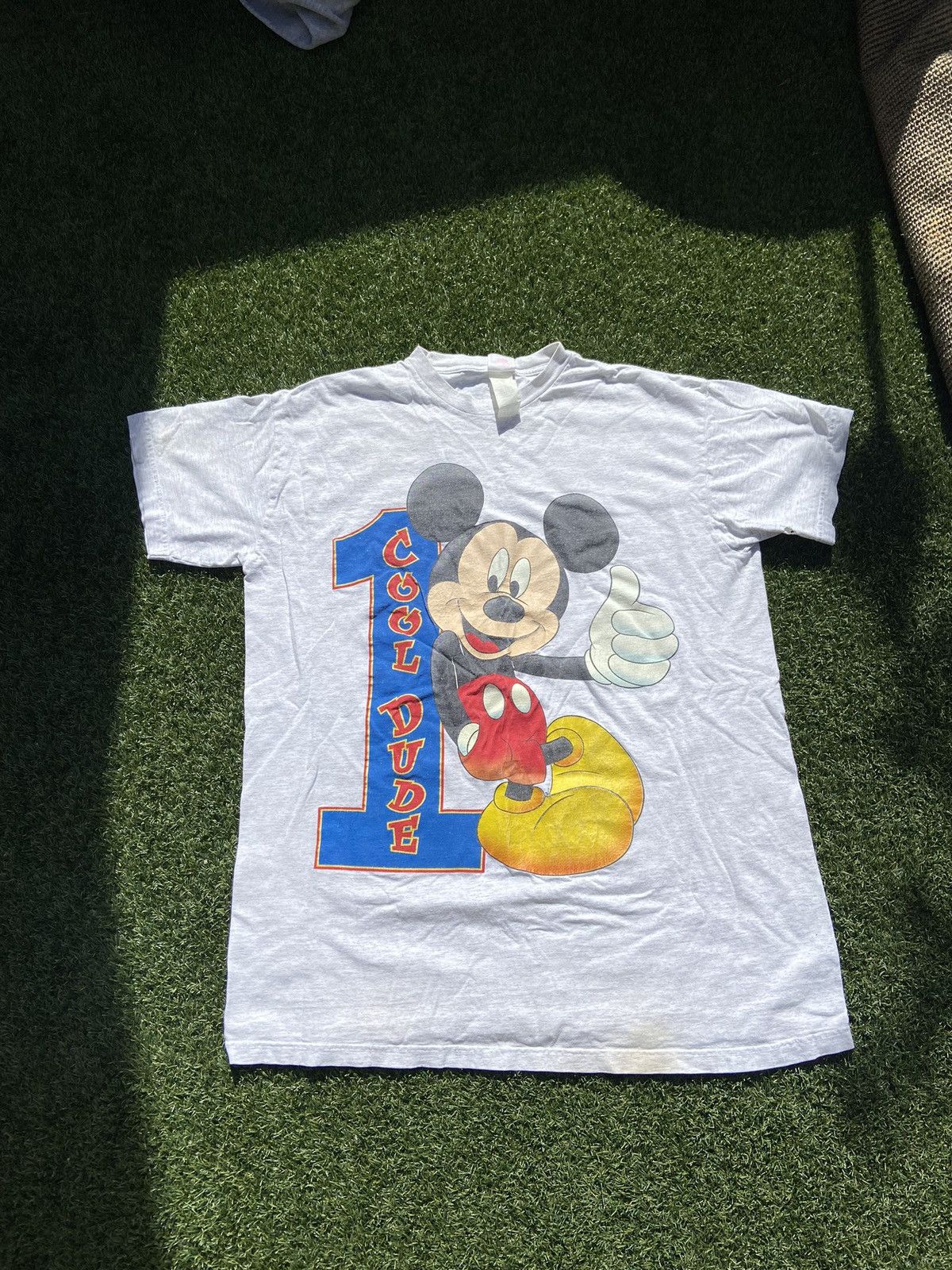 Disney × Vintage VTG 90’s Mickey Mouse Cool Dude Grey Tee Size US XL / EU 56 / 4 - 1 Thumbnail
