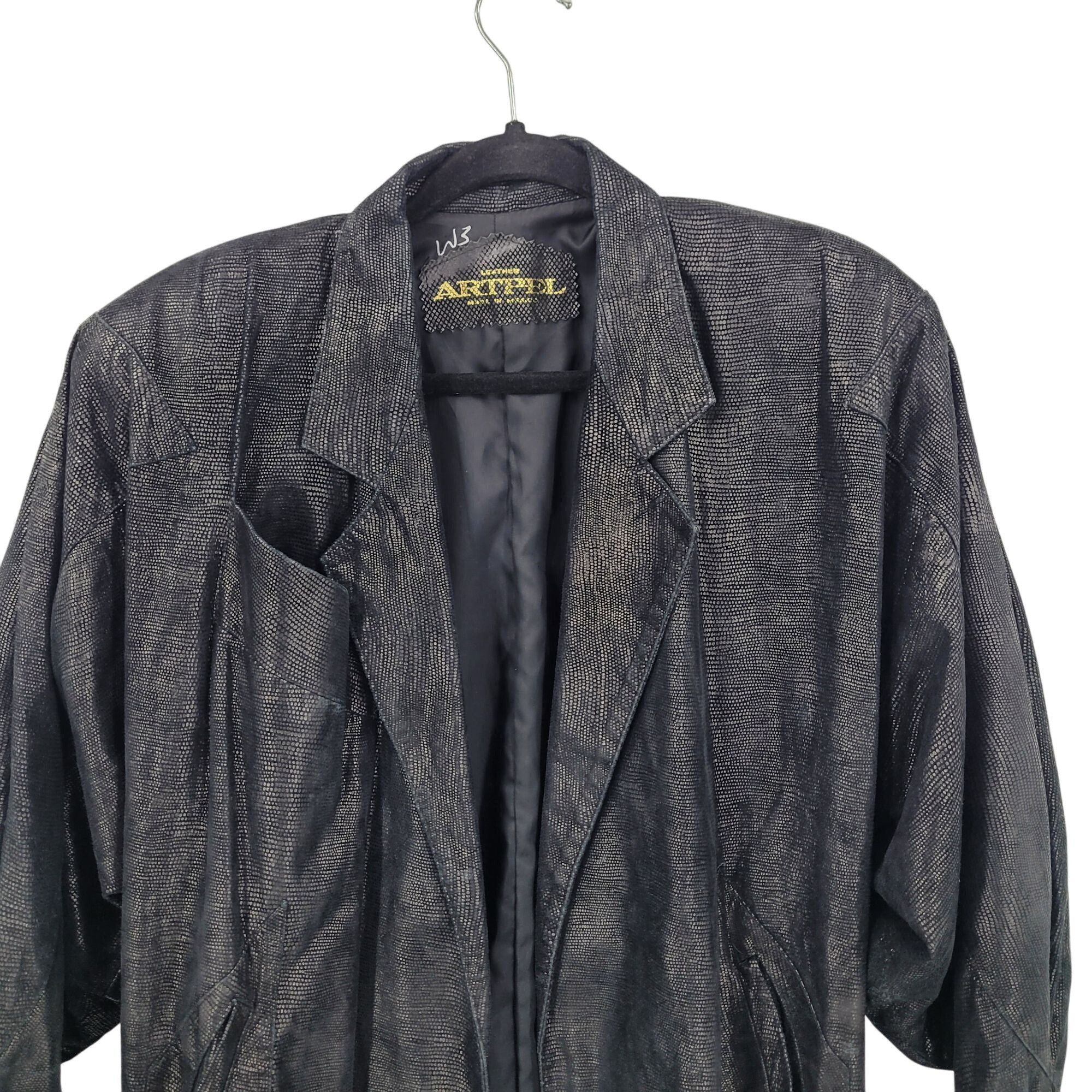 Vintage Vtg 80s Genuine Leather Jacket Sz L Black Oil Slick Textured Size L / US 10 / IT 46 - 4 Thumbnail