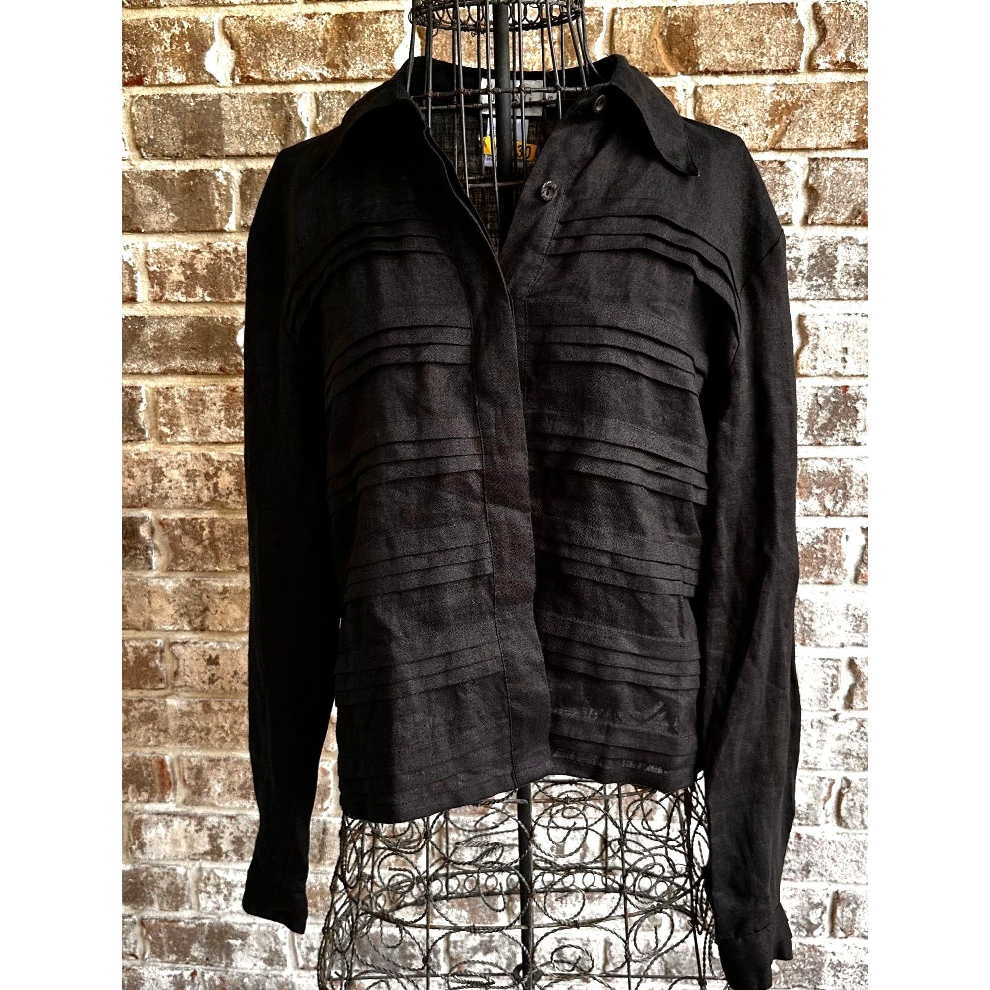 Designer × Vintage ViTG J Song Collection Blouse Size 8 Black Linen Semi Sheer Size M / US 6-8 / IT 42-44 - 1 Thumbnail