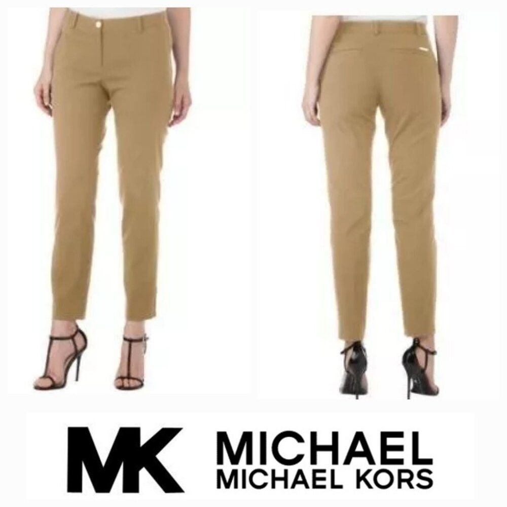 Michael Kors Michael Kors Miranda Khaki Pants Mid Rise Ankle Stretch Cot Size 42" / US 20 - 1 Thumbnail