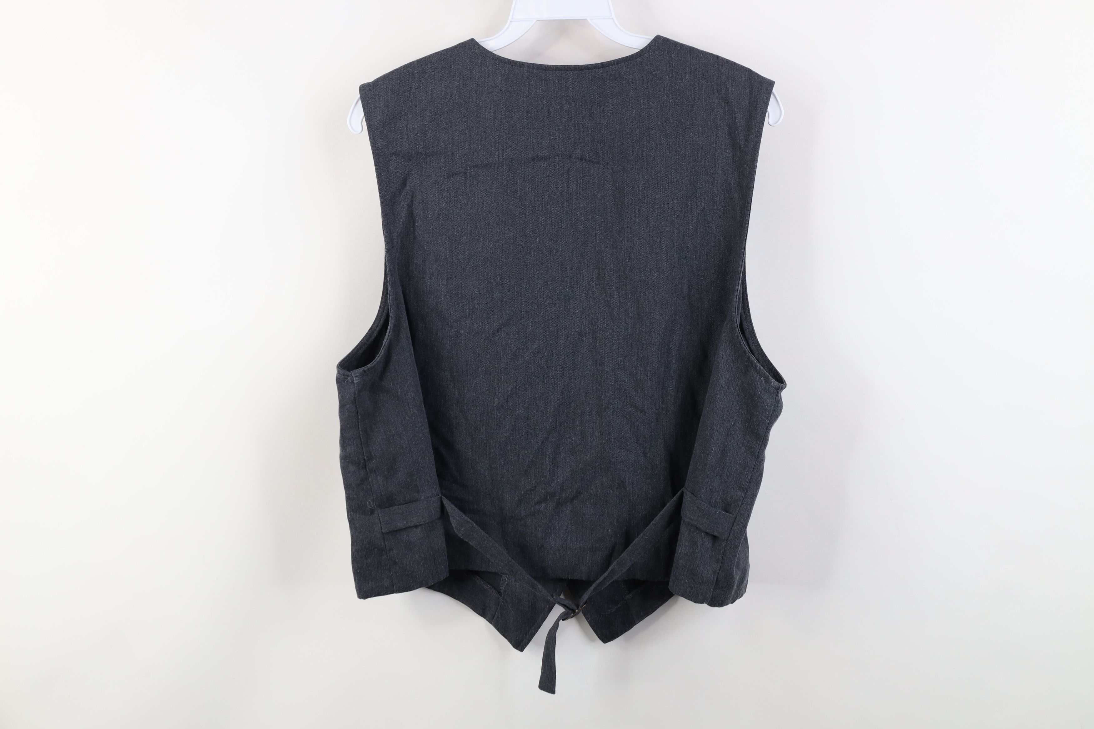 Vintage Vintage 90s Streetwear Gabardine Buckle Back Vest Jacket USA Size L / US 10 / IT 46 - 11 Thumbnail