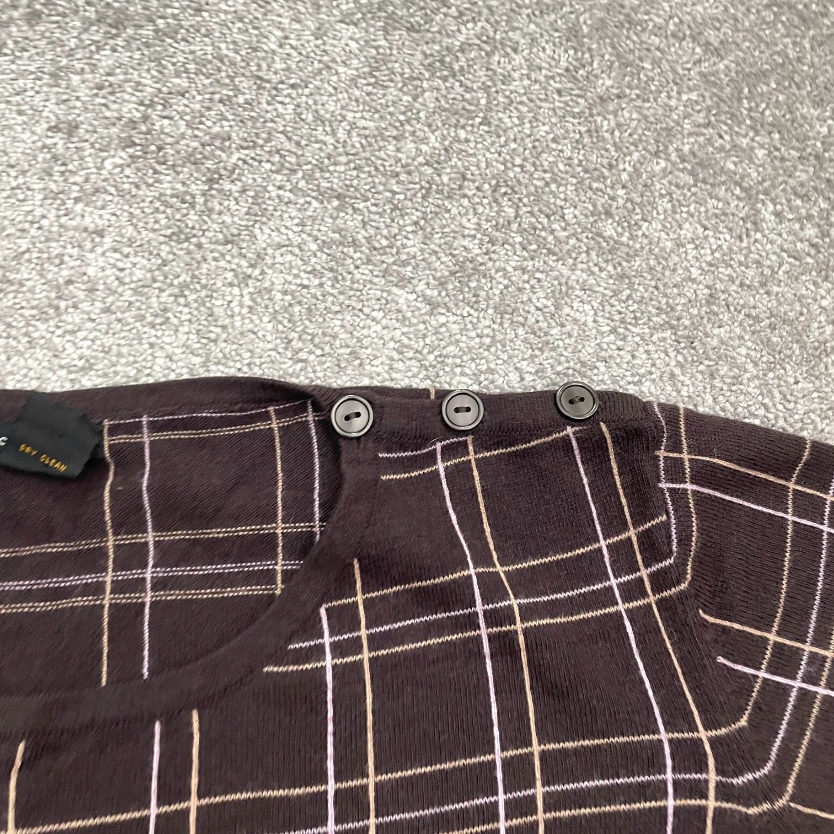 Vintage Grace Dane Lewis Sweater Women 2XL Brown Check Crew Neck Knit All Seasons Designer Womens Size XXL / US 16-18 / IT 52-54 - 4 Thumbnail