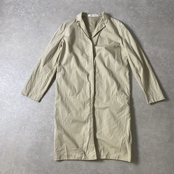 image of Miu Miu Ss02 Meshlined Long Coat in Grey, Women's (Size Small)
