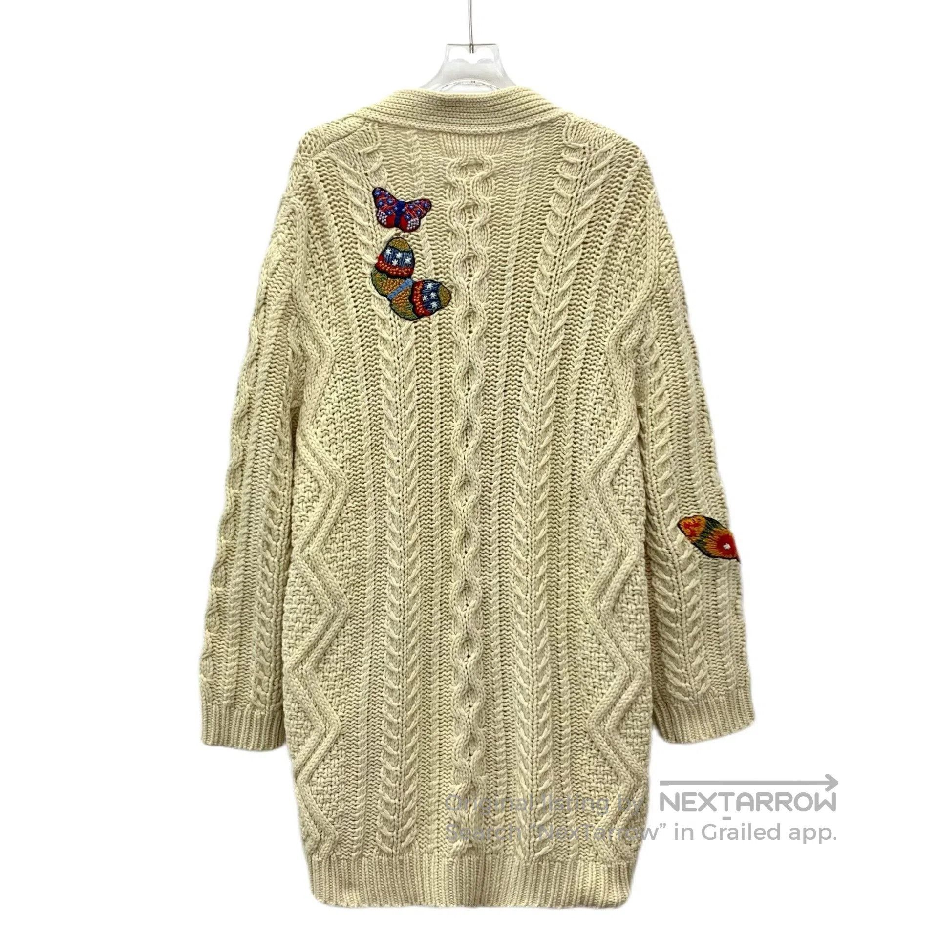 Valentino Valentino Beige Butterfly Embroidered Knit Cardigan. Size M / US 6-8 / IT 42-44 - 2 Thumbnail