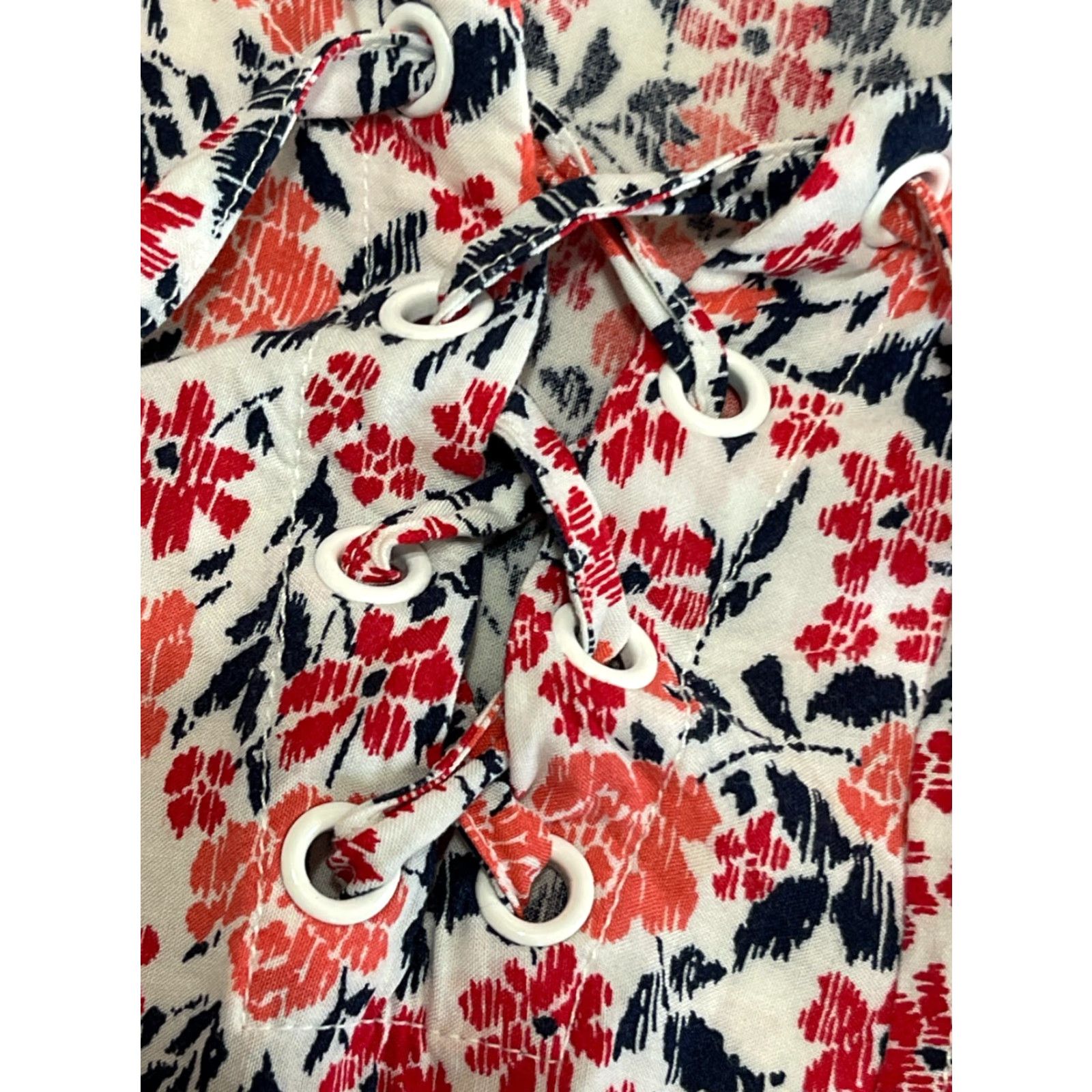 Liz Claiborne Liz Claiborne Shirt Women's XL Floral Tie Collar Pink White Blue Sleeveless Casual Modern Basic T-Shirt Size XL / US 12-14 / IT 48-50 - 3 Thumbnail