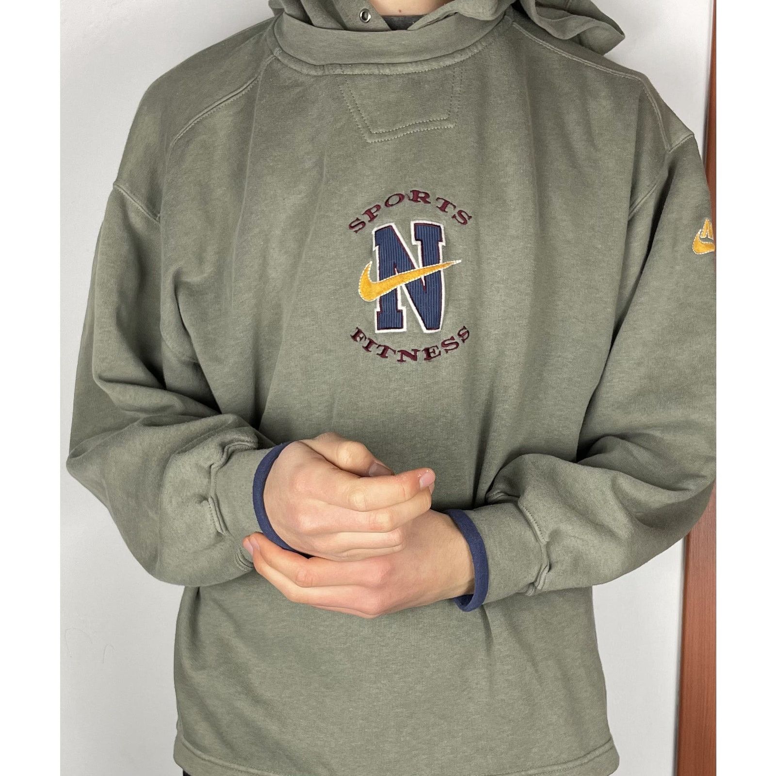 Nike × Vintage Nike Men's Green Embroidered Sports Fitness Hoodie Medium Size US M / EU 48-50 / 2 - 2 Thumbnail