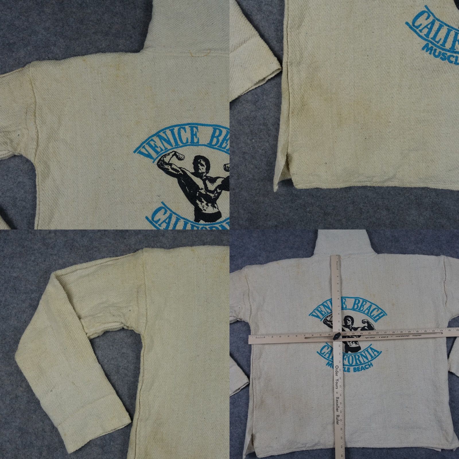 Vintage VINTAGE Venice Beach Hoodie Mens L Beige Cotton Hooded 90s Beach Sports Graphic Print PullOver Size US L / EU 52-54 / 3 - 10 Thumbnail