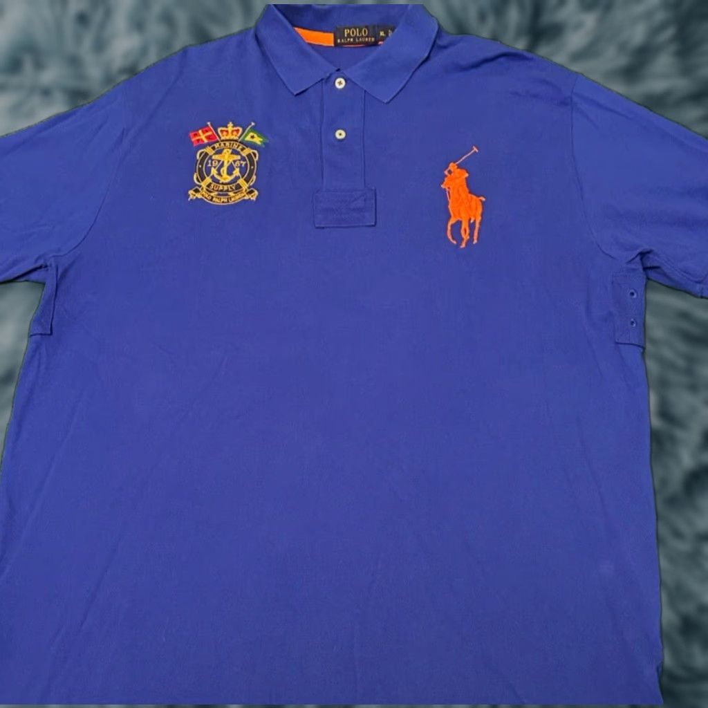 Polo Ralph Lauren VINTAGE Polo Ralph Lauren Big Pony Marine Supply Sailing Crest Collared Polo Shirt XL Blue Mens Polo Shirt 90s Y2K Preppy Classic Hip Hop Size US XL / EU 56 / 4 - 1 Thumbnail