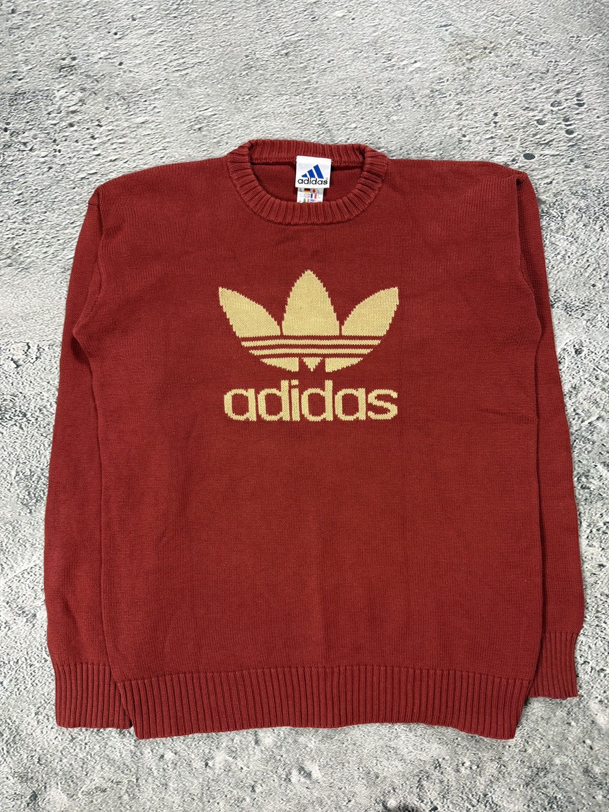 Adidas Adidas sweater red big logo 2000s knit Size US M / EU 48-50 / 2 - 1 Thumbnail