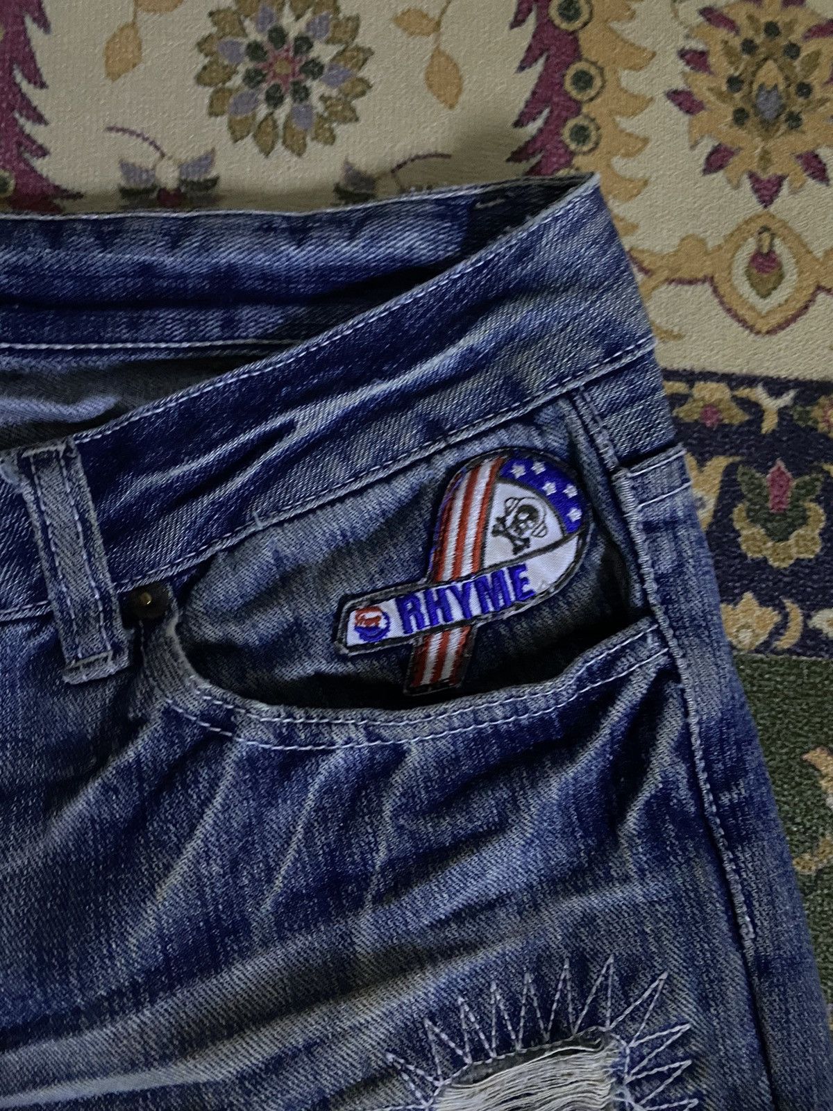 If Six Was Nine × Japanese Brand × Le Grande Bleu (L.G.B.) Japanese Brand RHYME Distressed Denim Pant Size US 33 - 6 Thumbnail