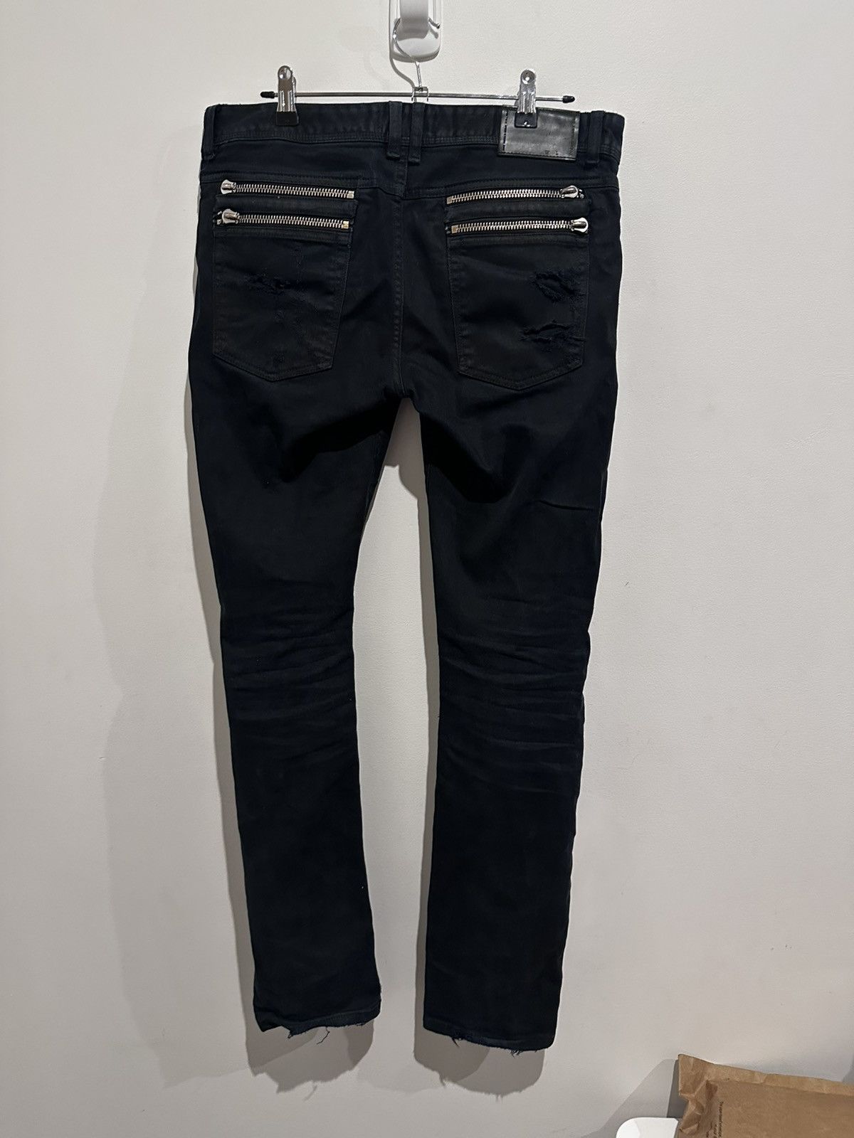 Diesel Black Gold Diesel Distressed Waxed Biker Zip Denim Jeans Size US 32 / EU 48 - 2 Thumbnail