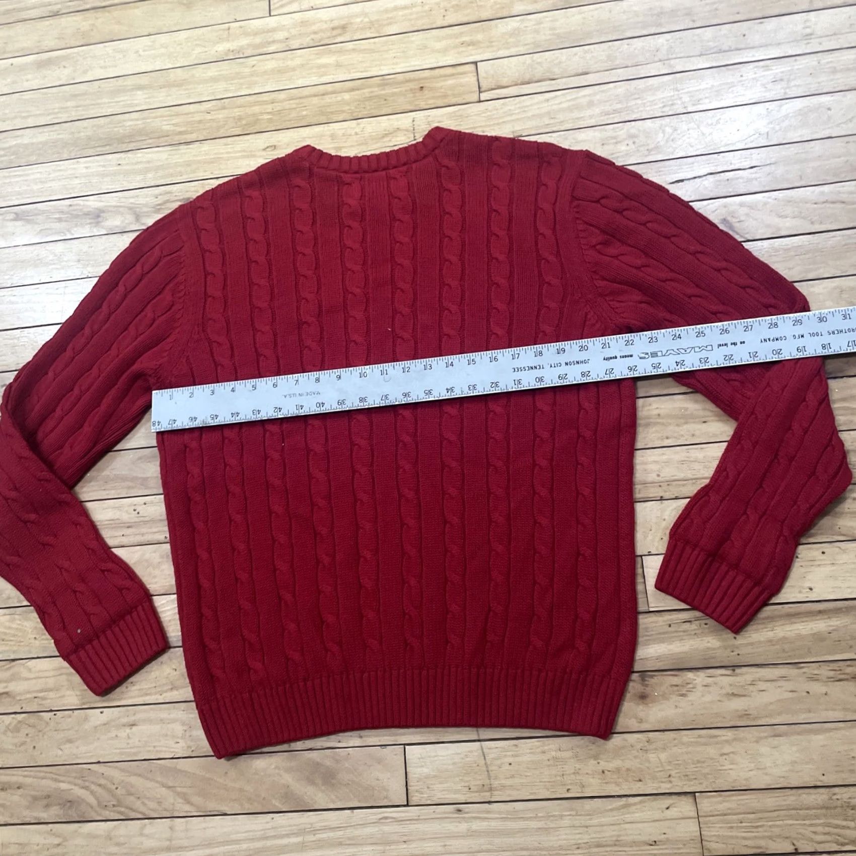 Chaps CHAPS Cable Knit Sweater Men M Red Crest logo Ribbed Stretch Vintage Y2k Classic Christmas Knit Size US M / EU 48-50 / 2 - 7 Thumbnail