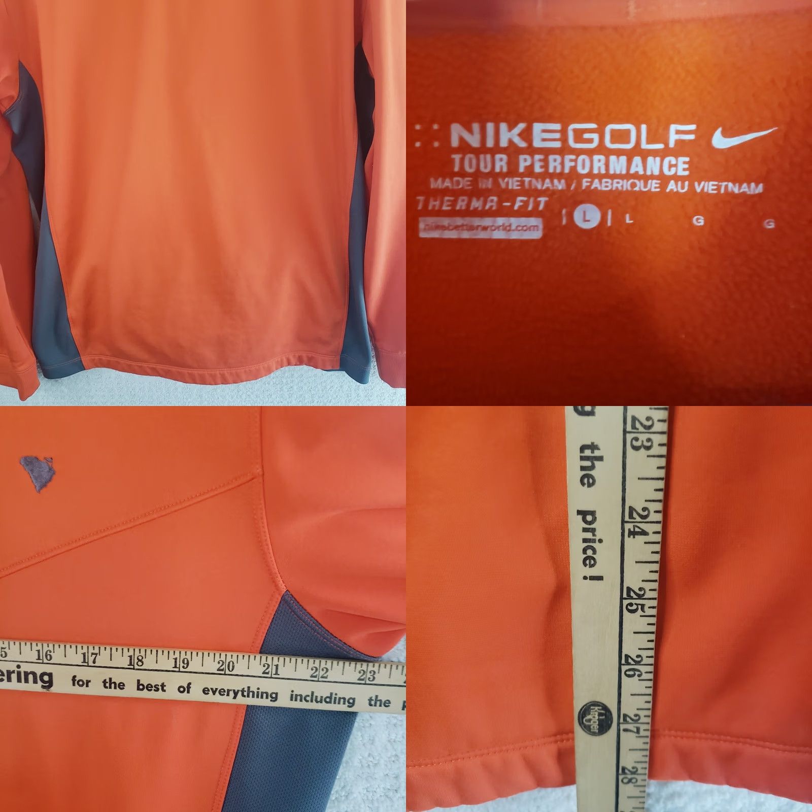 Nike Nike Golf Mens M Orange Tour Performance Therma-Fit 1/4 Zip Pullover SC Logo Shirt Size US L / EU 52-54 / 3 - 10 Thumbnail