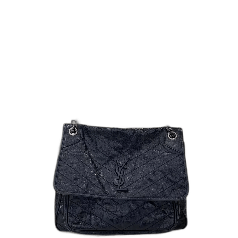Yves Saint Laurent Ysl Black Silver Leather Wandering Bag Size ONE SIZE - 1 Thumbnail