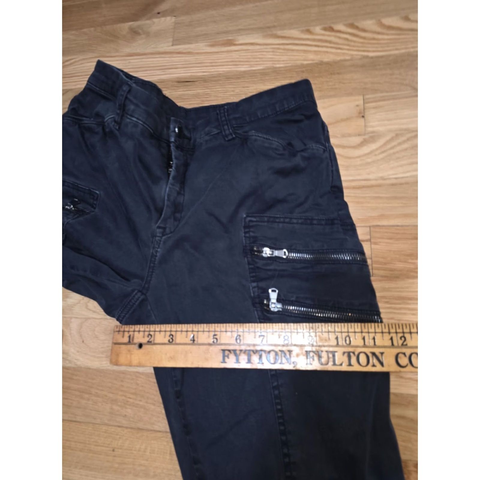 Vintage BLANKNYC Skinny Cargo Pants Women's 30 Black Denim Cotton Ankle Zip Pockets Size 30" / US 8 / IT 44 - 5 Thumbnail