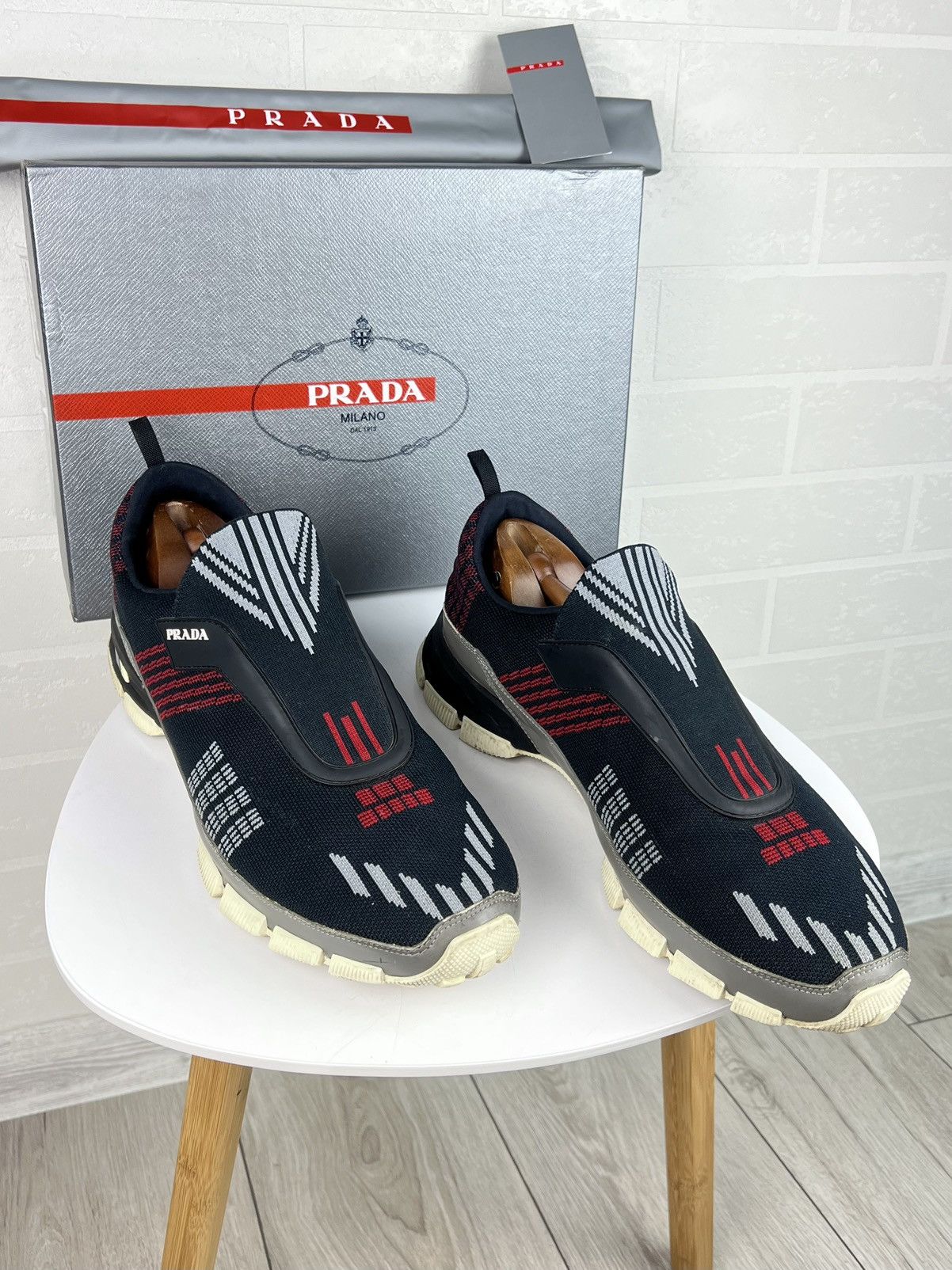 Prada PRADA MILANO Sneakers Low Top CROSSECTION Knit Pattern Shoes Size US 12 / EU 45 - 2 Thumbnail