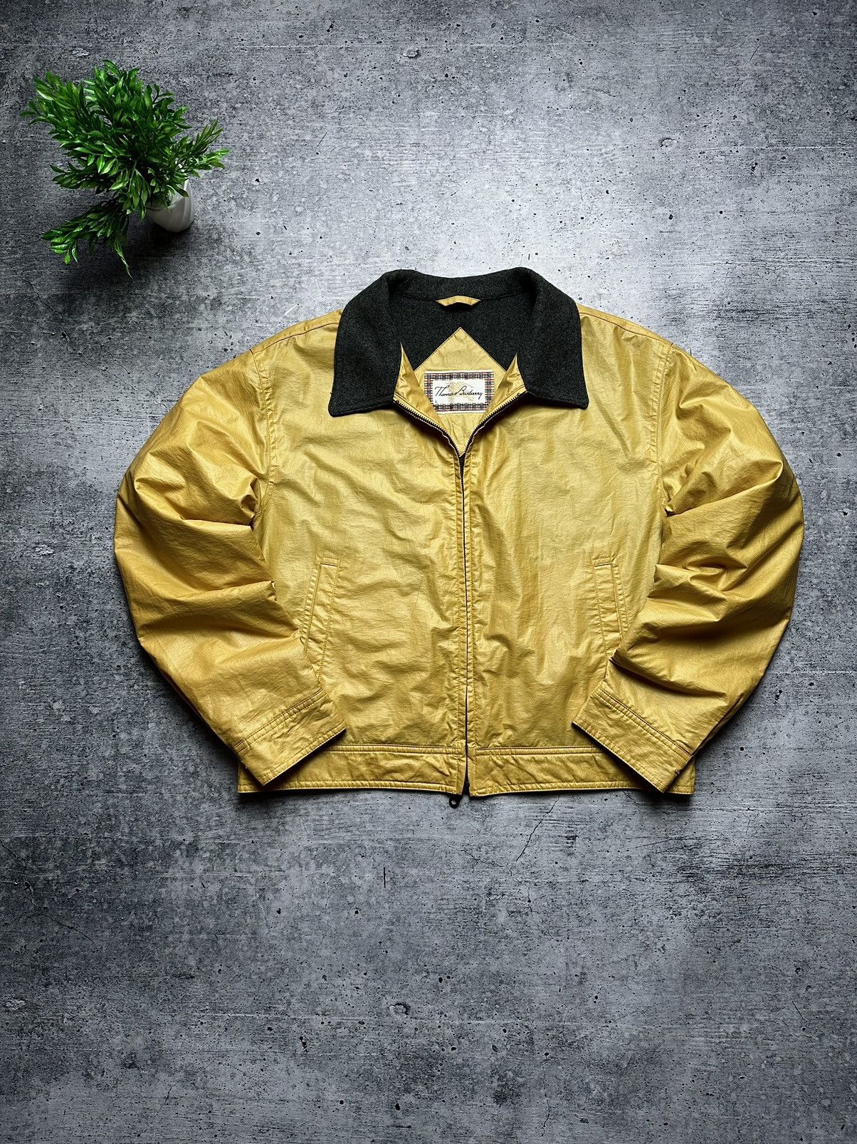 Other Vintage Thomas Burberry Gold Nylon Wool Coach Jacket Size L / US 10 / IT 46 - 1 Thumbnail