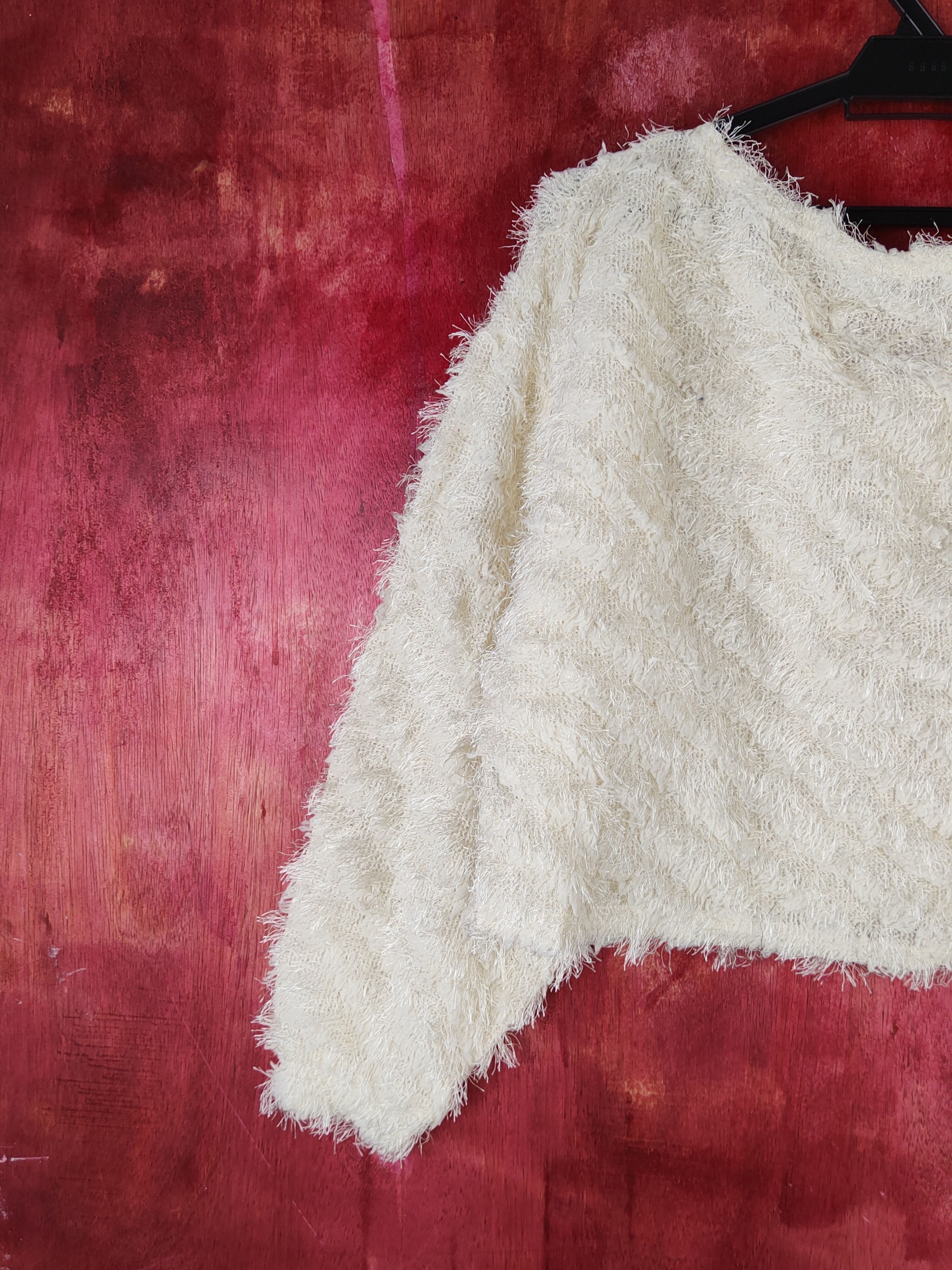 Homespun Knitwear Anzu Cream Shag Shaggy Fur Mohair Knitwear #S1887 Size M / US 6-8 / IT 42-44 - 8 Thumbnail