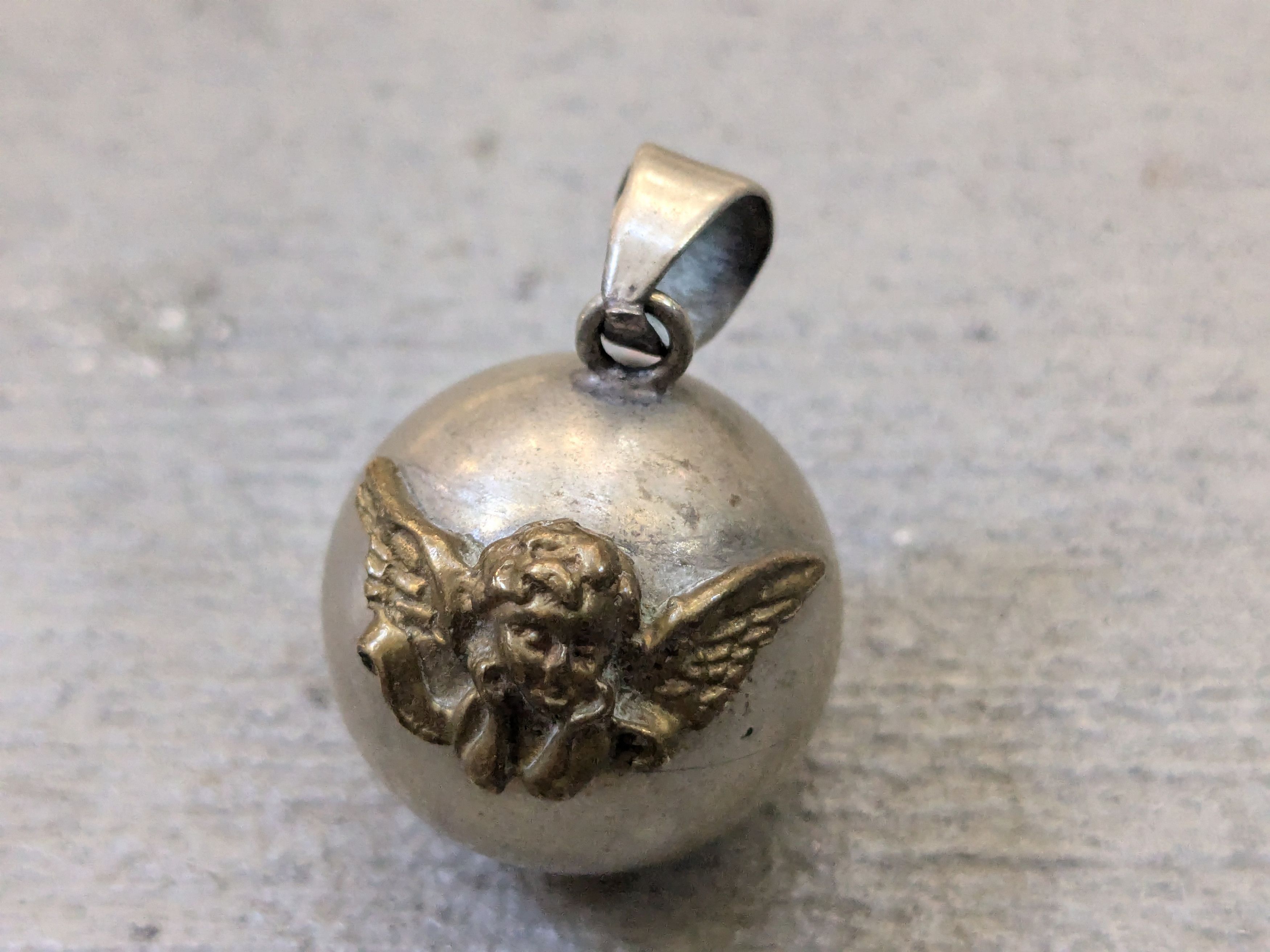 Vintage Vintage Alpaca Silver Chime Pendant Angel Sphere Bell Brass Size ONE SIZE - 3 Thumbnail