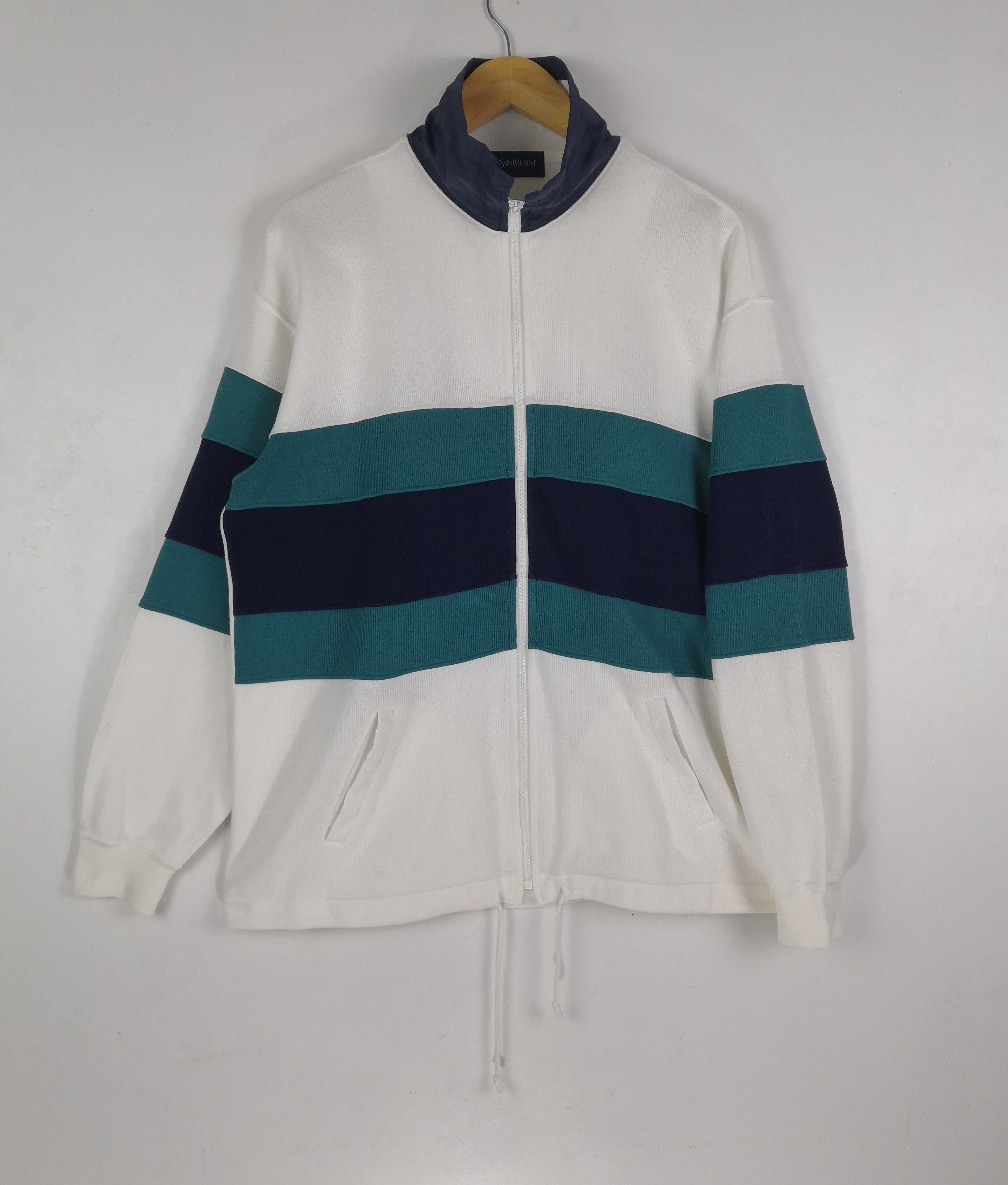 Yves Saint Laurent Vintage 90s Yves Saint Laurent Spellout YSL Zipper Sweater Size US XL / EU 56 / 4 - 4 Thumbnail