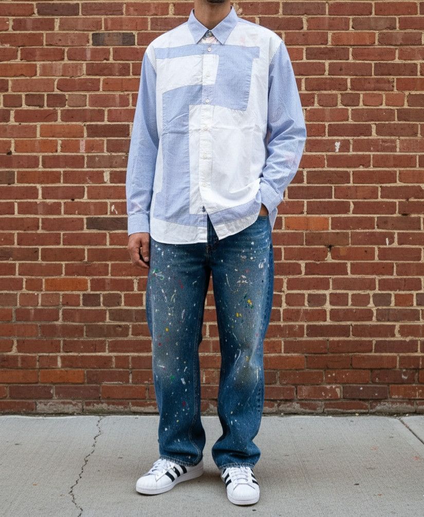 Comme des Garcons SHIRT CdG shirt Catton Panelled gingham Ls shirt Size US L / EU 52-54 / 3 - 1 Thumbnail