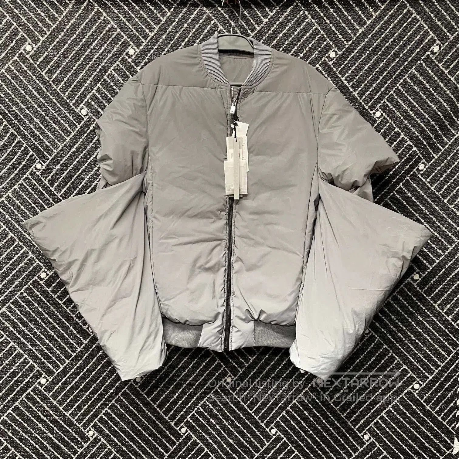 Rick Owens Gray Quilted Bomber Jacket. Size US M / EU 48-50 / 2 - 1 Thumbnail