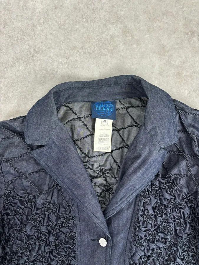 Kenzo Kenzo Navy Deconstructed Pleats Abstract Denim Jacket Size S / US 4 / IT 40 - 4 Thumbnail