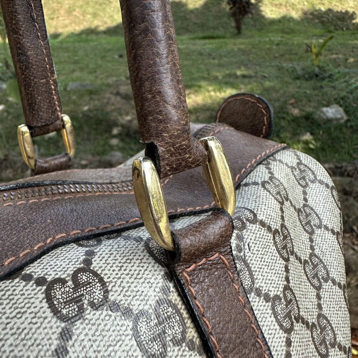 Gucci Vintage Gucci Monogram Boston Bag Canvas Shelly Line Size ONE SIZE - 14 Thumbnail