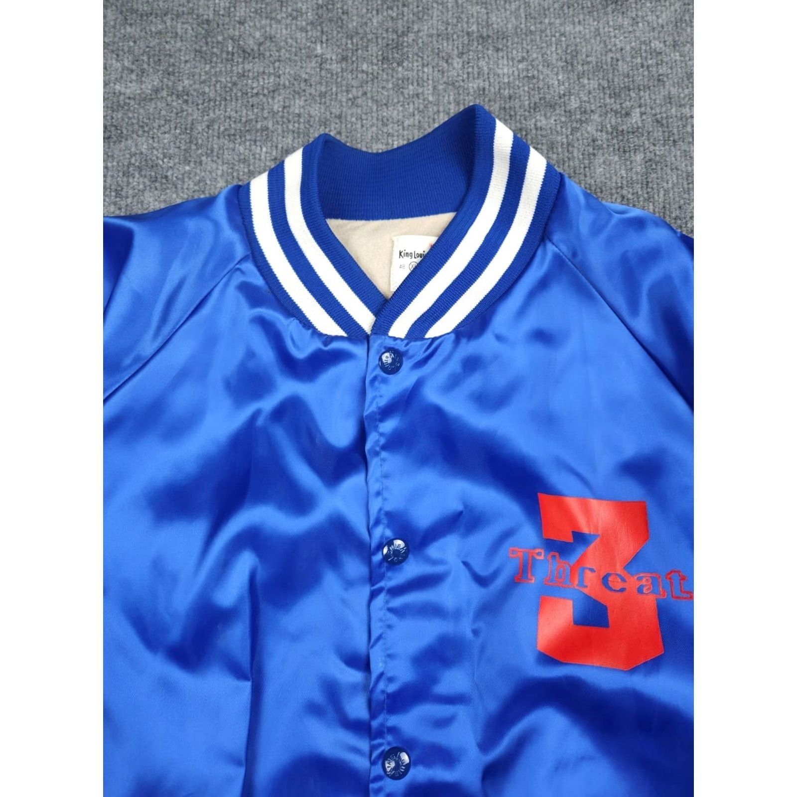 Vintage VINTAGE King Louie Satin Bomber Jacket Mens XL Blue Lined TRIPLE THREAT 3 Threat Jacket Mens XL Blue Satin Bomber Size US XL / EU 56 / 4 - 2 Thumbnail
