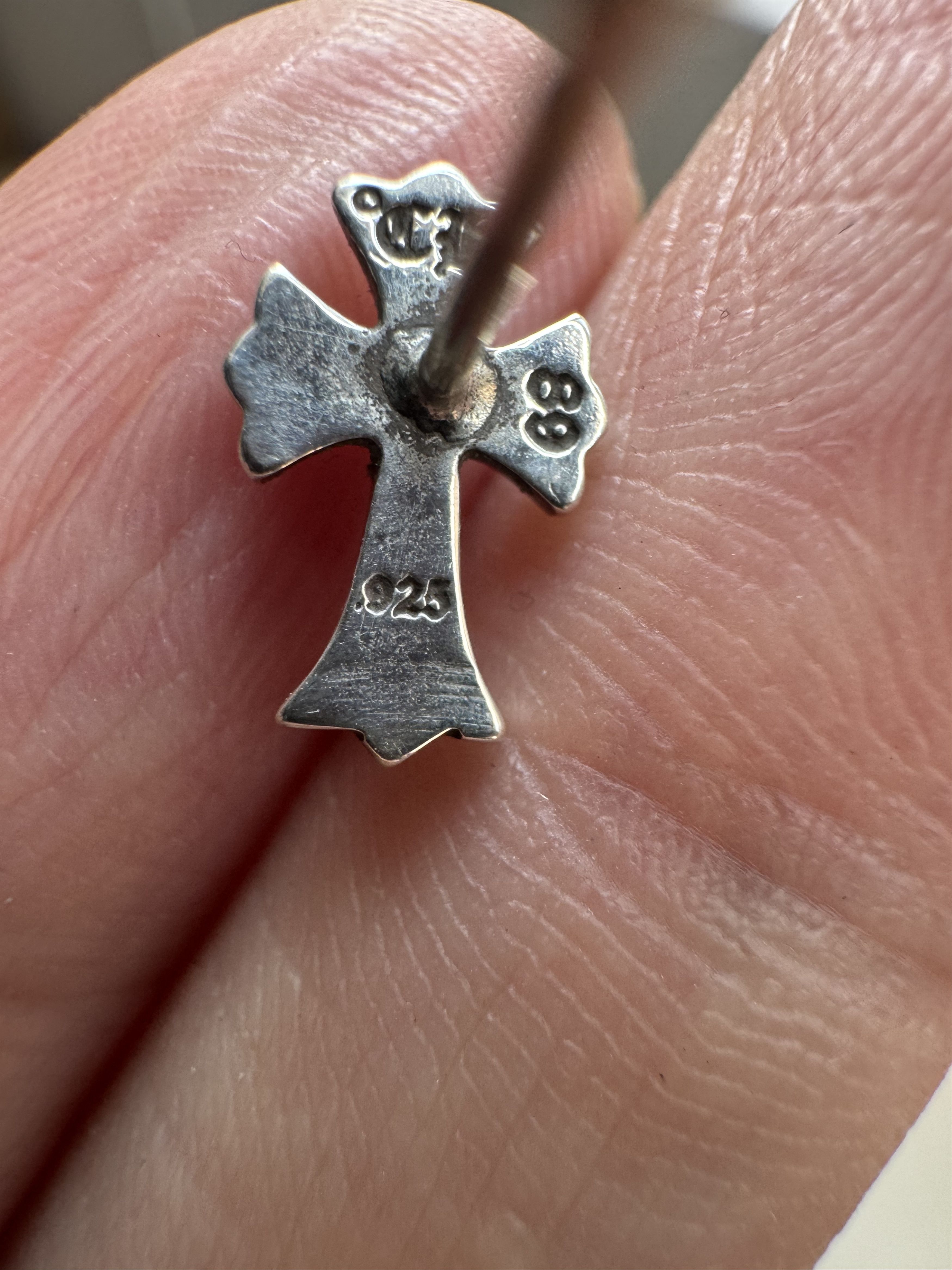 Chrome Hearts Chrome Hearts Silver Diamonds Cross Earring Stud Size ONE SIZE - 8 Thumbnail