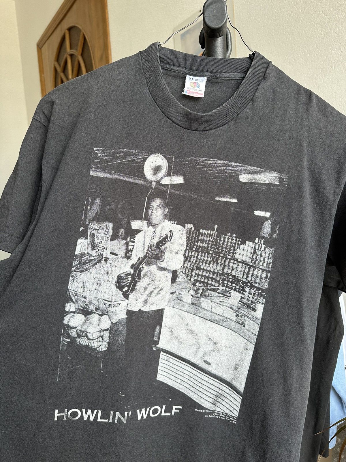 image of Band Tees x Fruit Of The Loom Vintage 91’ Howlin Wolf Blues Graphic Tee Shirt in Black (Size XL)