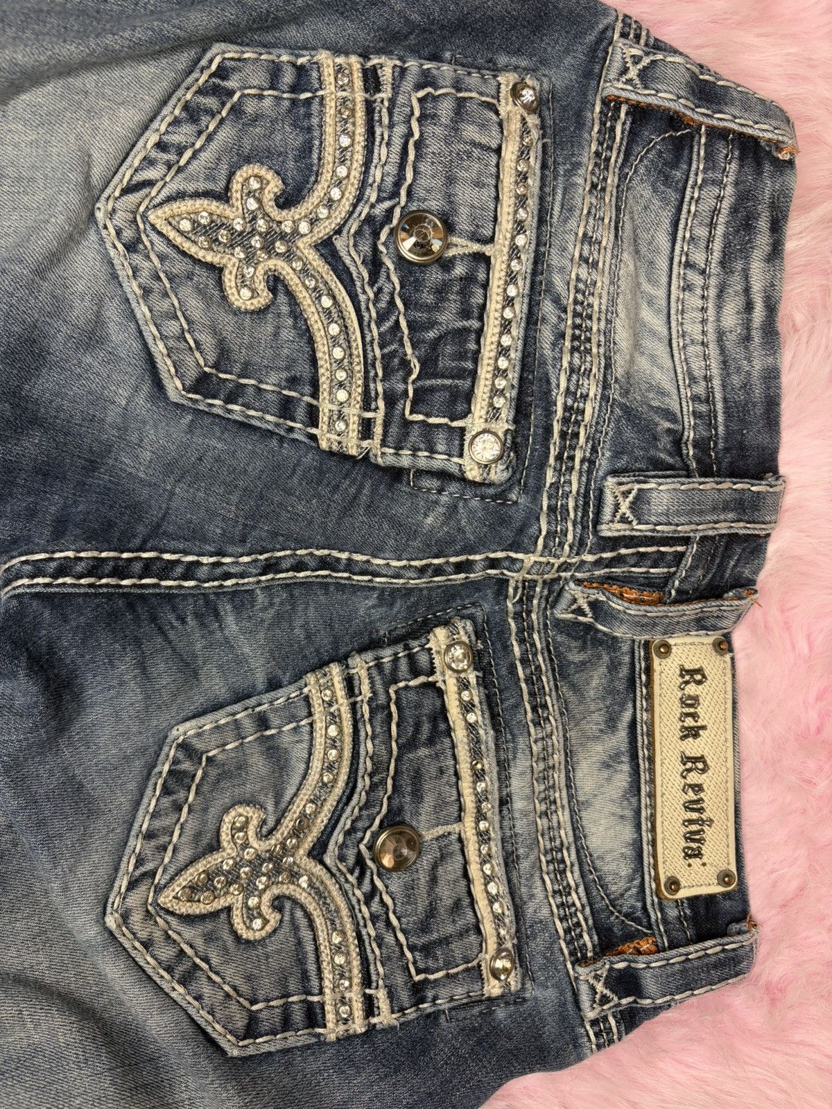 Rock Revival Rock Revival Victories Bootcut Jeans Rhinestone Fleur de Lis Size 24" / US 00 / IT 34 - 3 Thumbnail