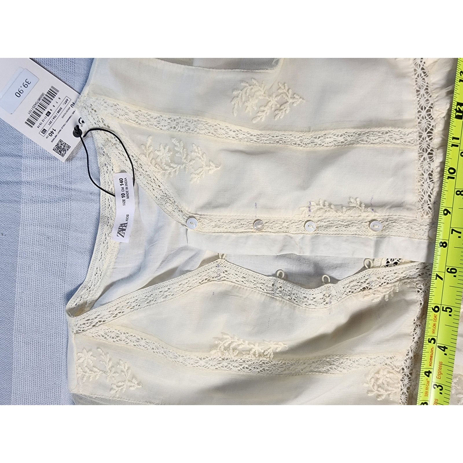 Zara NWT Zara white lace or embroidered mini-dress Size L / US 10 / IT 46 - 4 Thumbnail