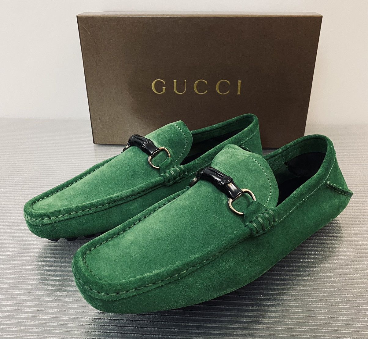 Tom Ford Gucci x Tom Ford 🇮🇹 Shamrock Suede Blk Bamboo Vintage 12 NEW Size US 12 / EU 45 - 1 Thumbnail