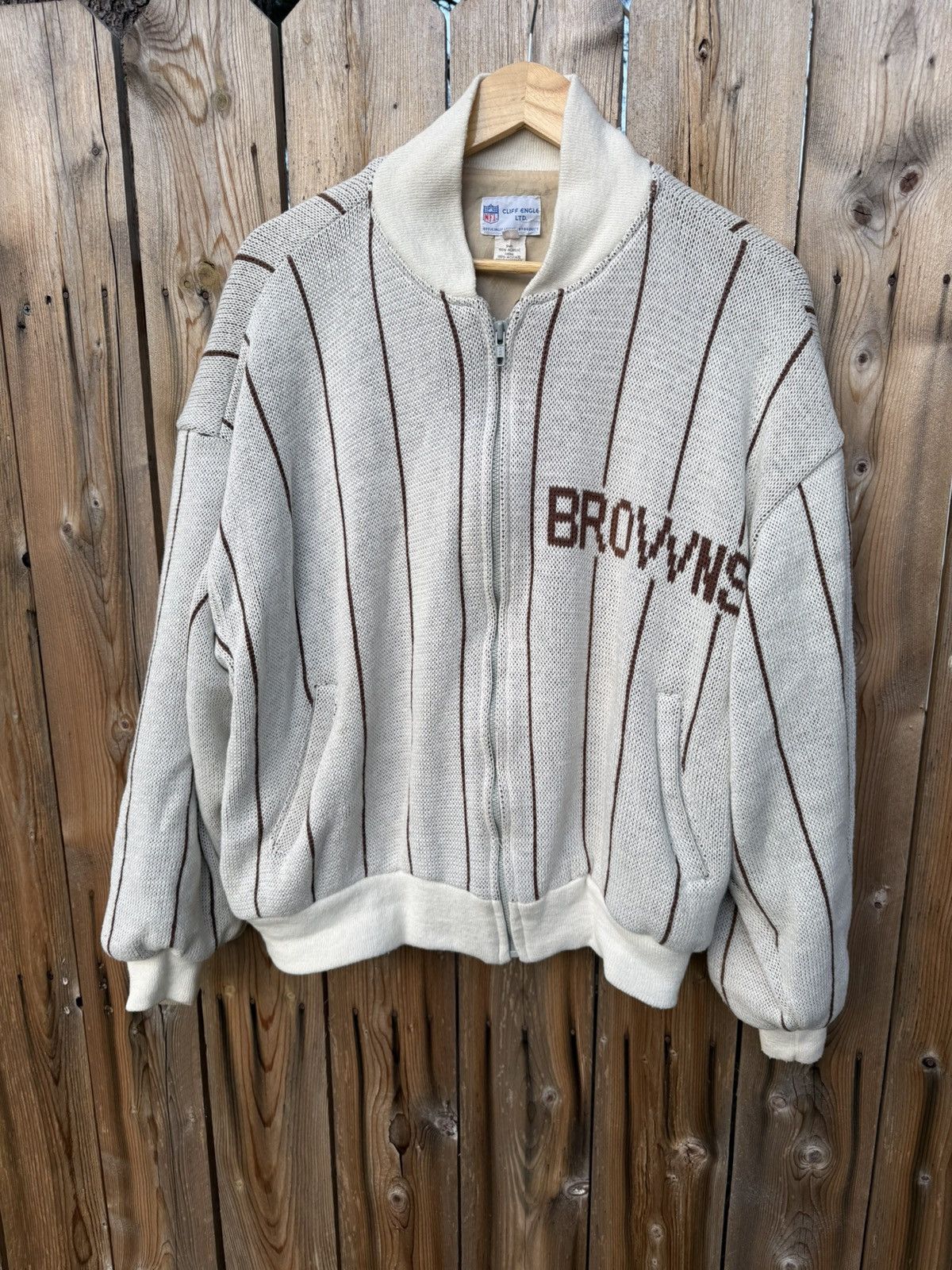 NFL Vintage Cleveland Browns Cliff Engle Football Knit Zip Large Size US L / EU 52-54 / 3 - 3 Thumbnail