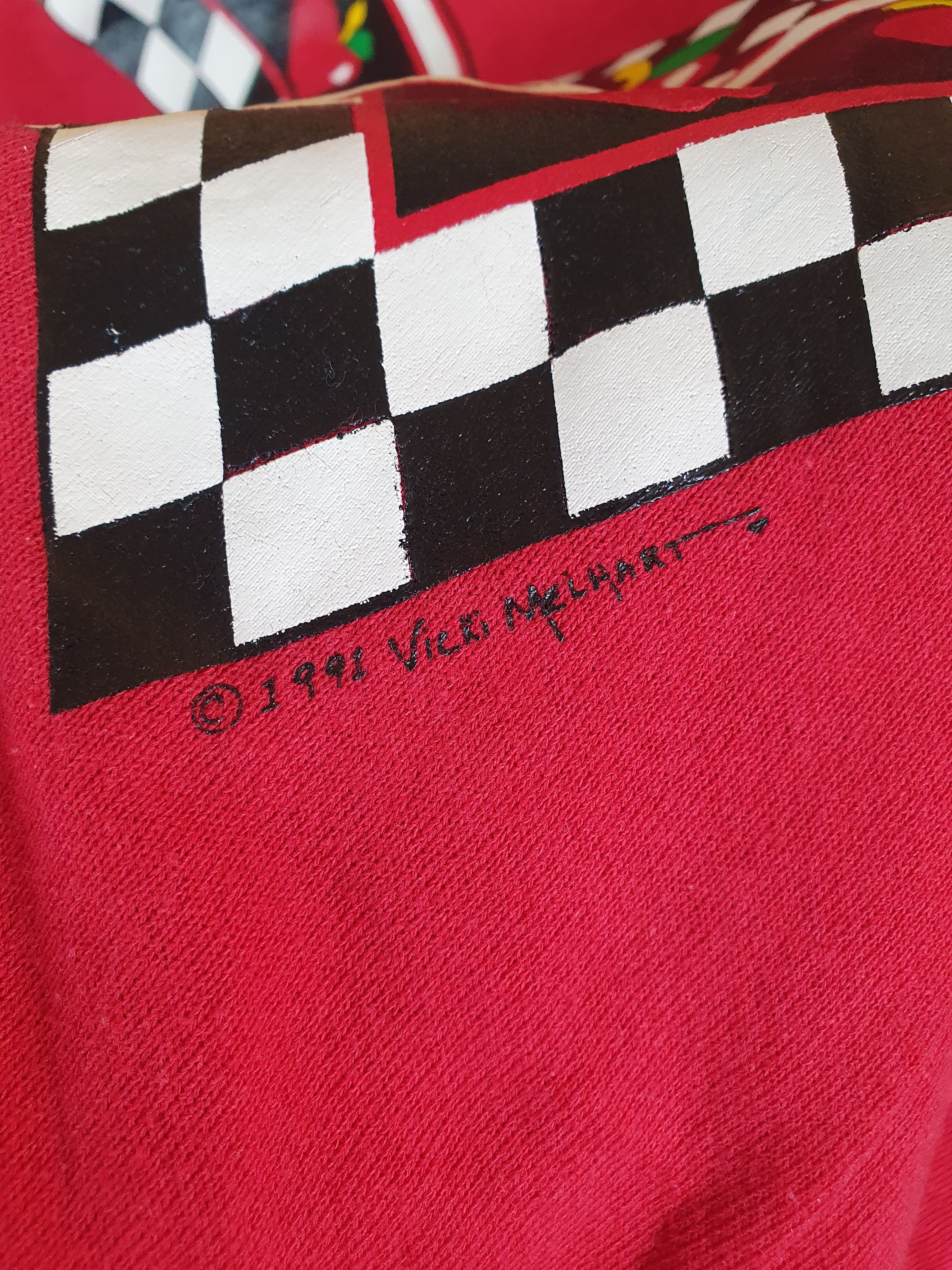 Vintage Vicki Melhart Vtg 1991 Sweatshirt Apple Checkered Retro sz M Size US M / EU 48-50 / 2 - 2 Thumbnail